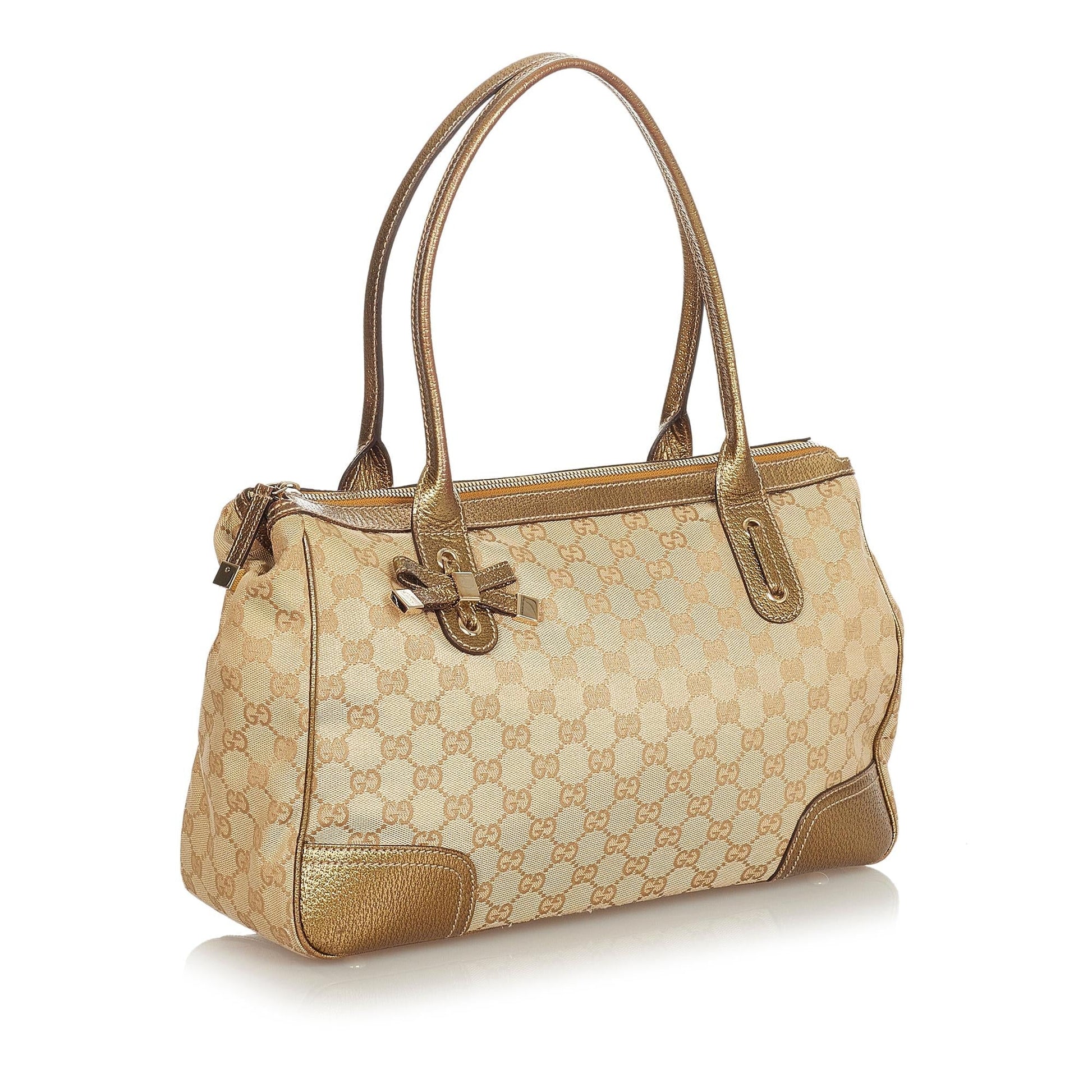 Gucci GG Princy SHG Canvas Calf Brown Gold Shoulder Bag