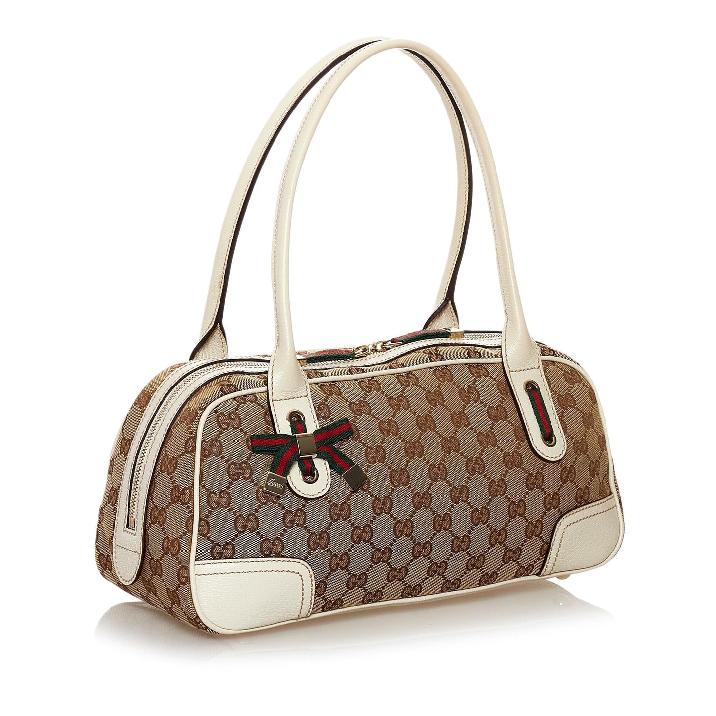 Gucci GG Princy SHG Canvas Calf White Brown Shoulder Bag