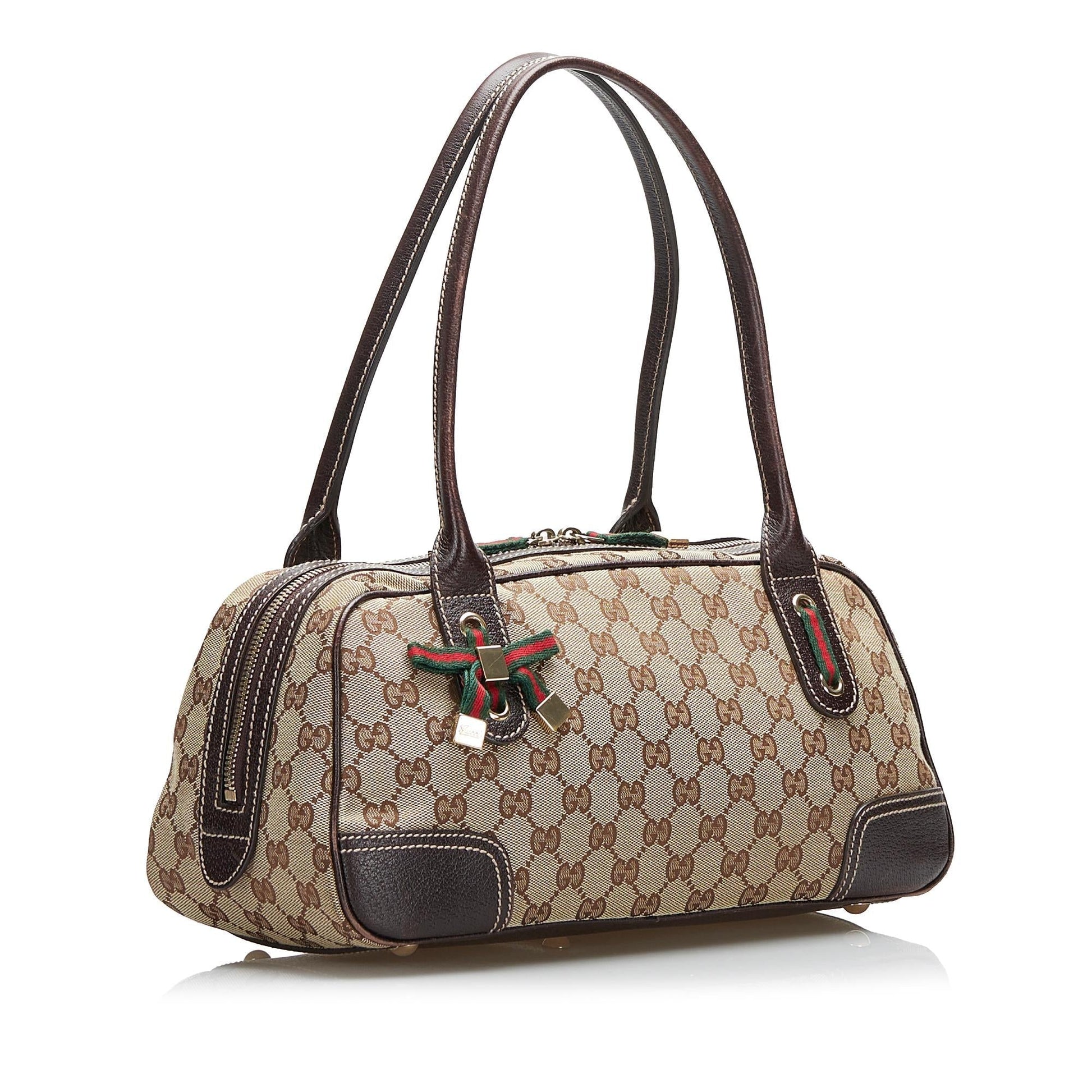 Gucci GG Princy SHG-e5qvjf Canvas Calf Brown Shoulder Bag