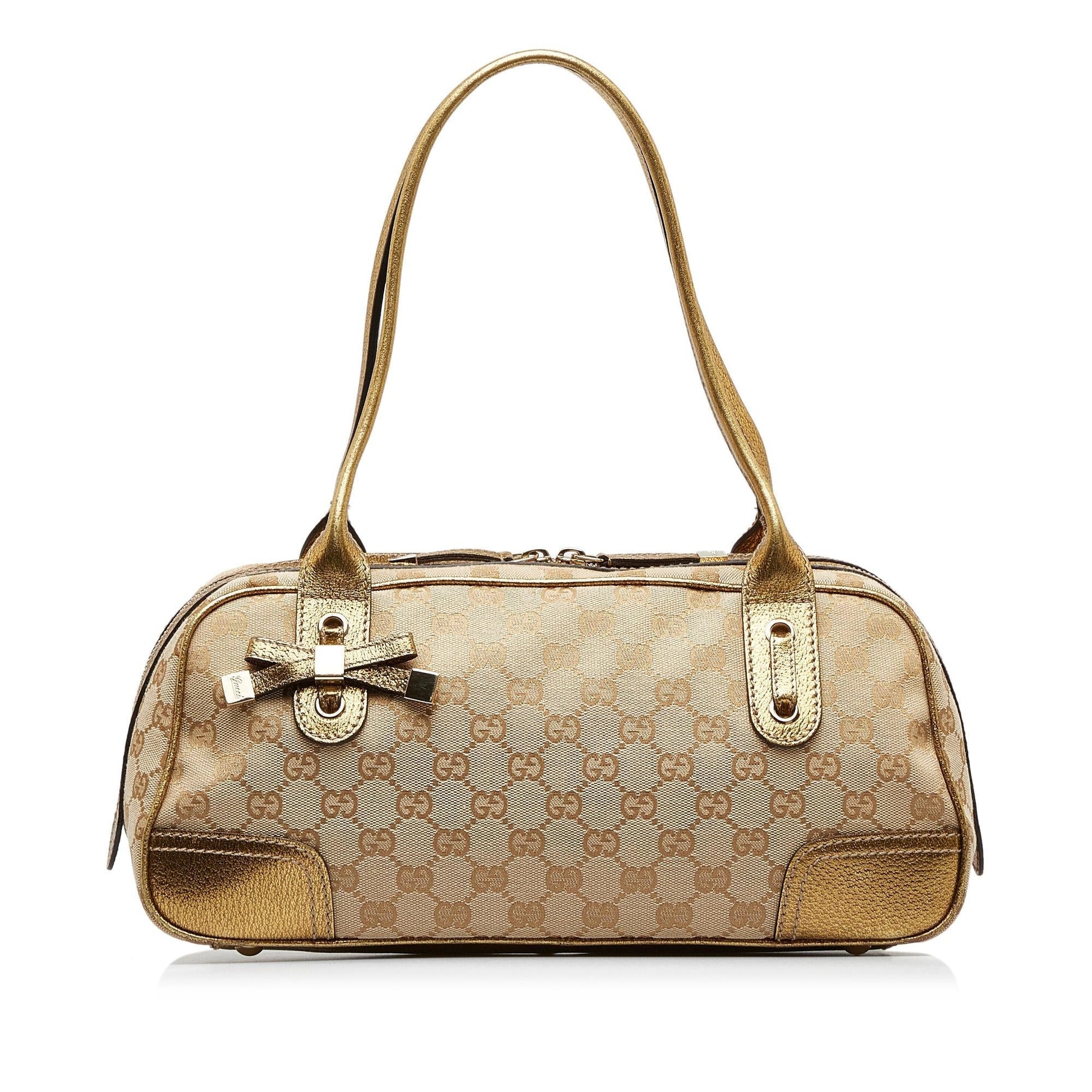 Gucci GG Princy SHG-ACWQW5 Canvas Calf Brown Gold Shoulder Bag
