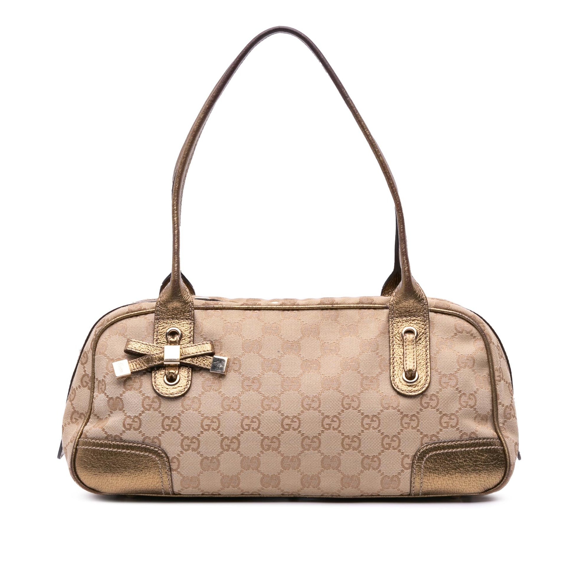 Gucci GG Princy Canvas Calf Brown Gold Shoulder Bag