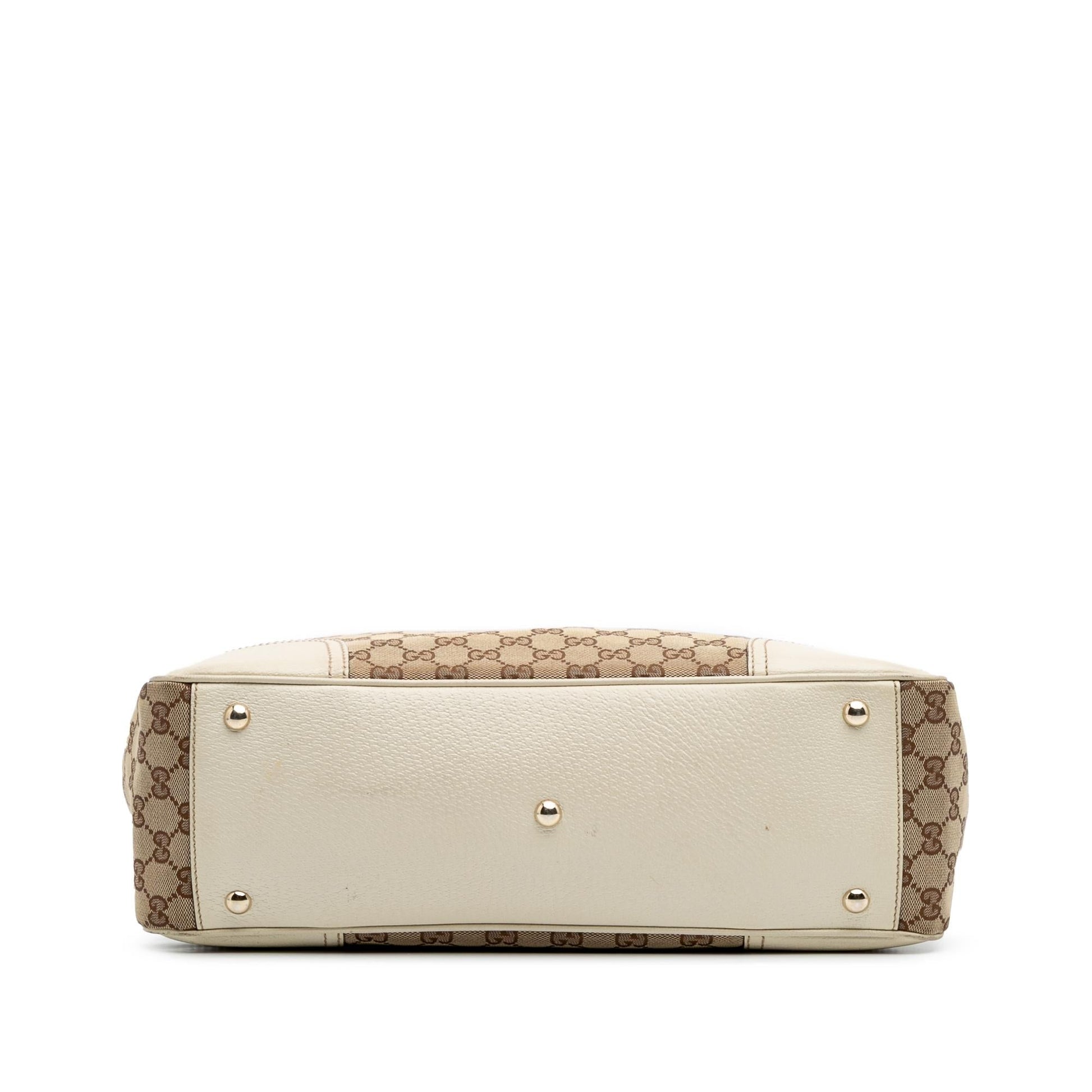Gucci GG Princy Canvas Calf White Brown Shoulder Bag