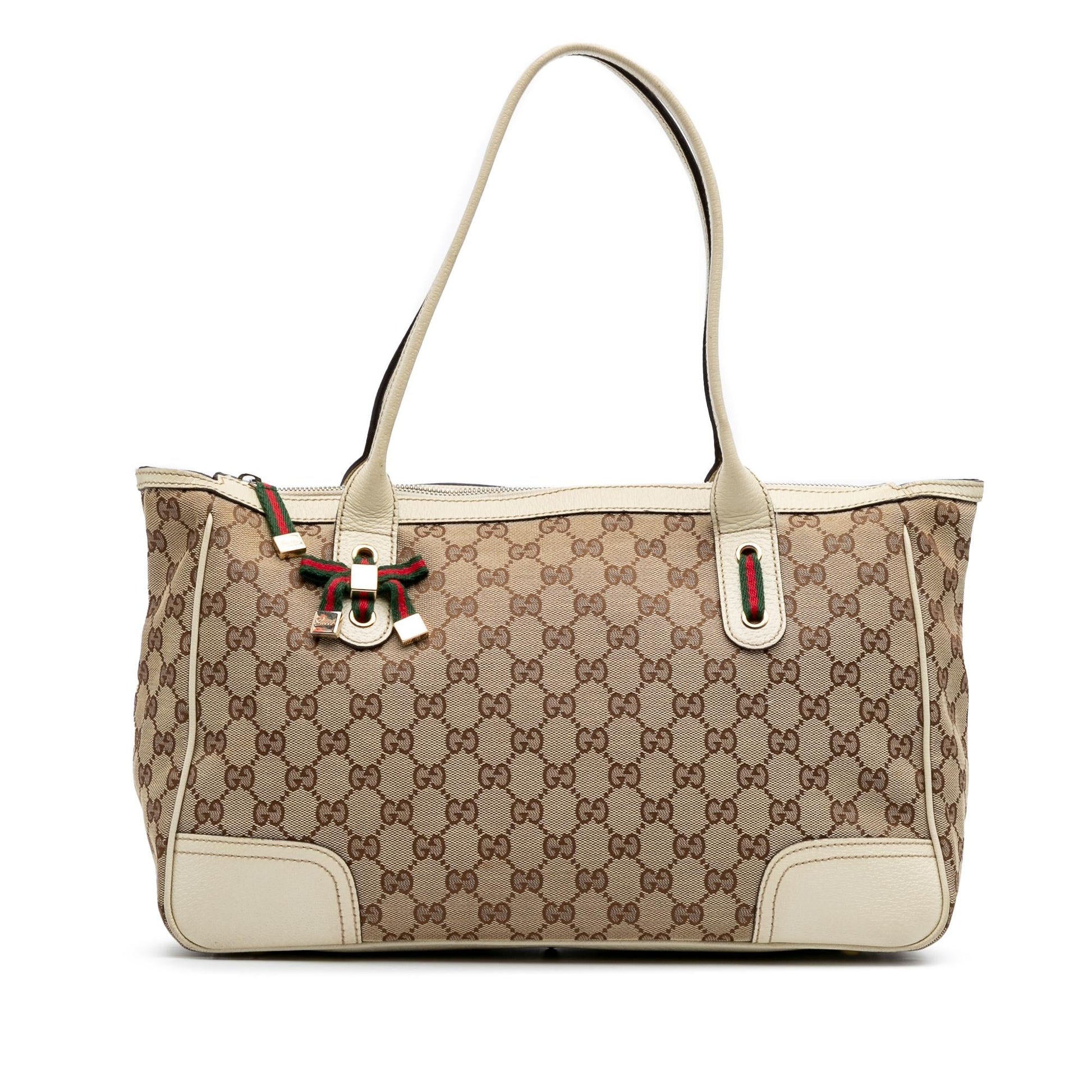 Gucci GG Princy Canvas Calf White Brown Shoulder Bag