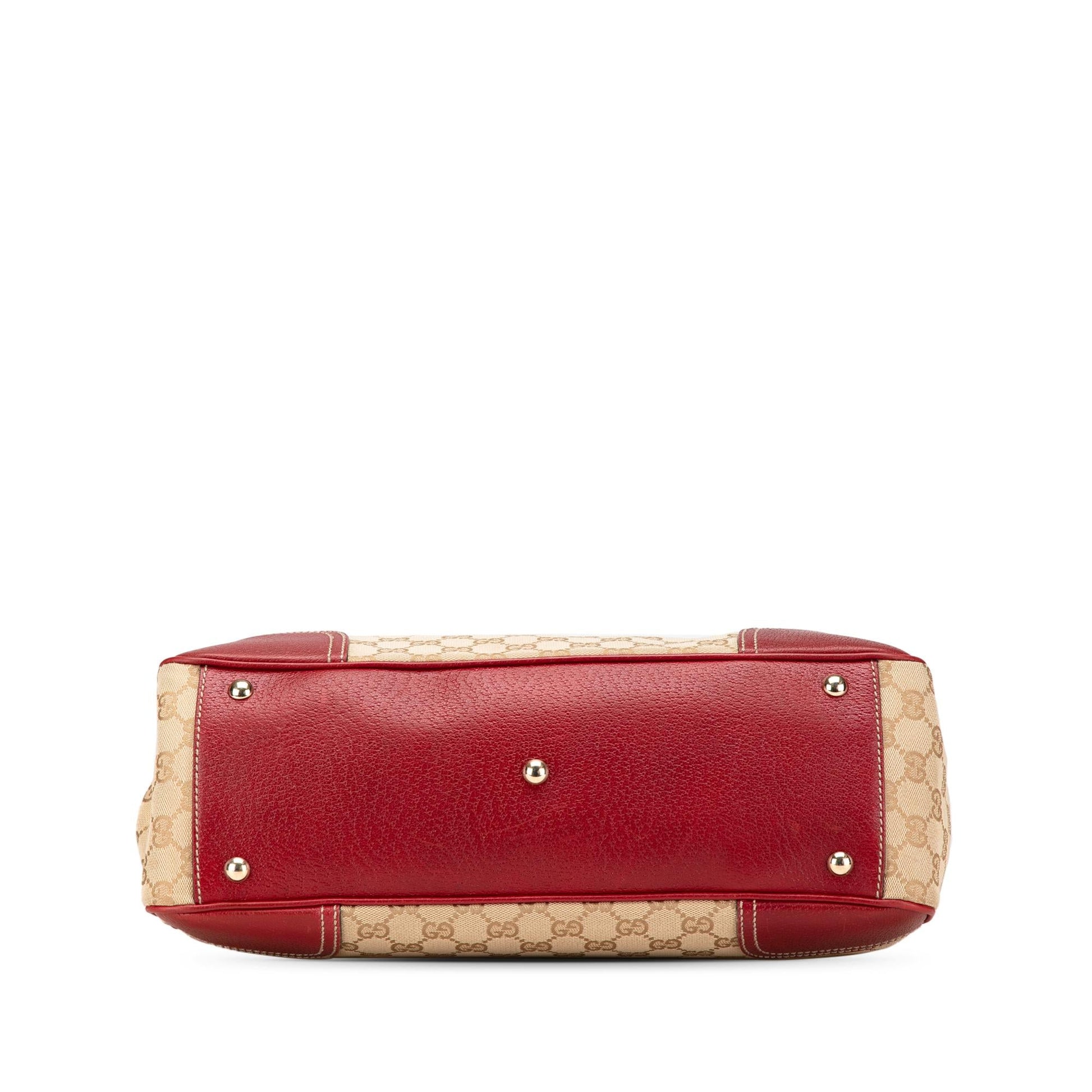 Gucci GG Princy Canvas Calf Brown Red Shoulder Bag