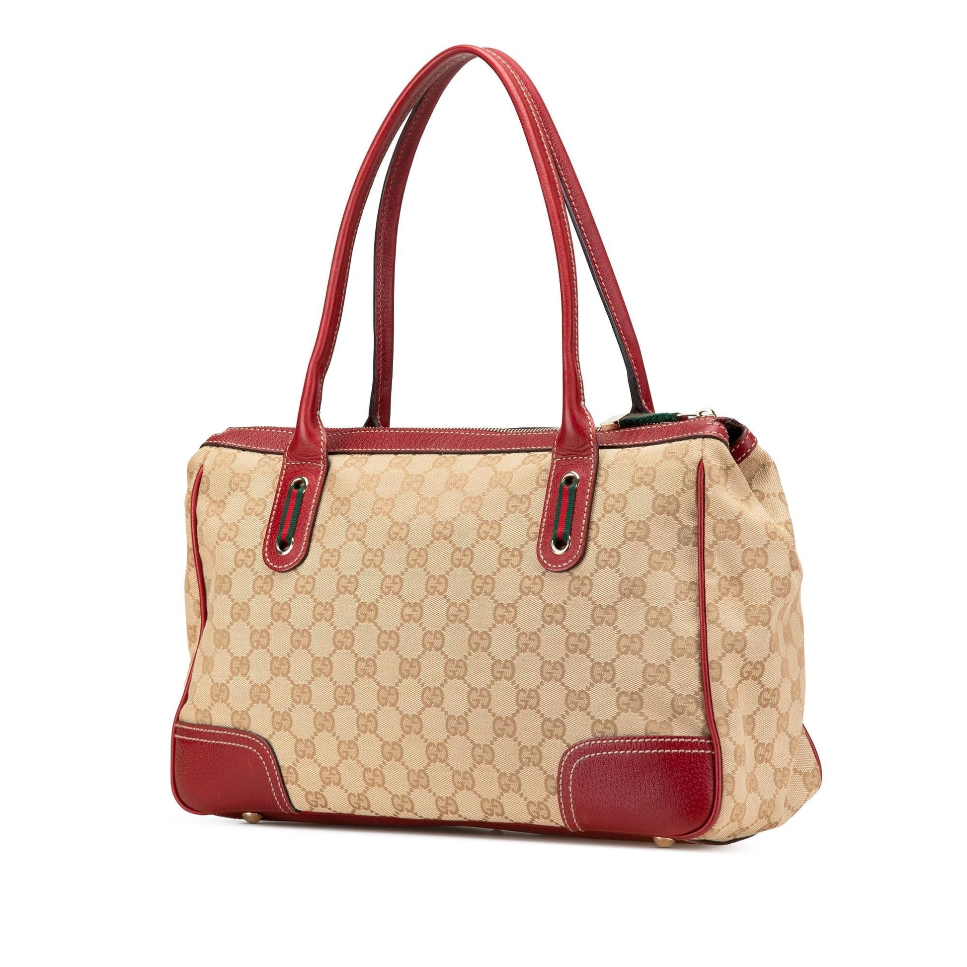 Gucci GG Princy Canvas Calf Brown Red Shoulder Bag
