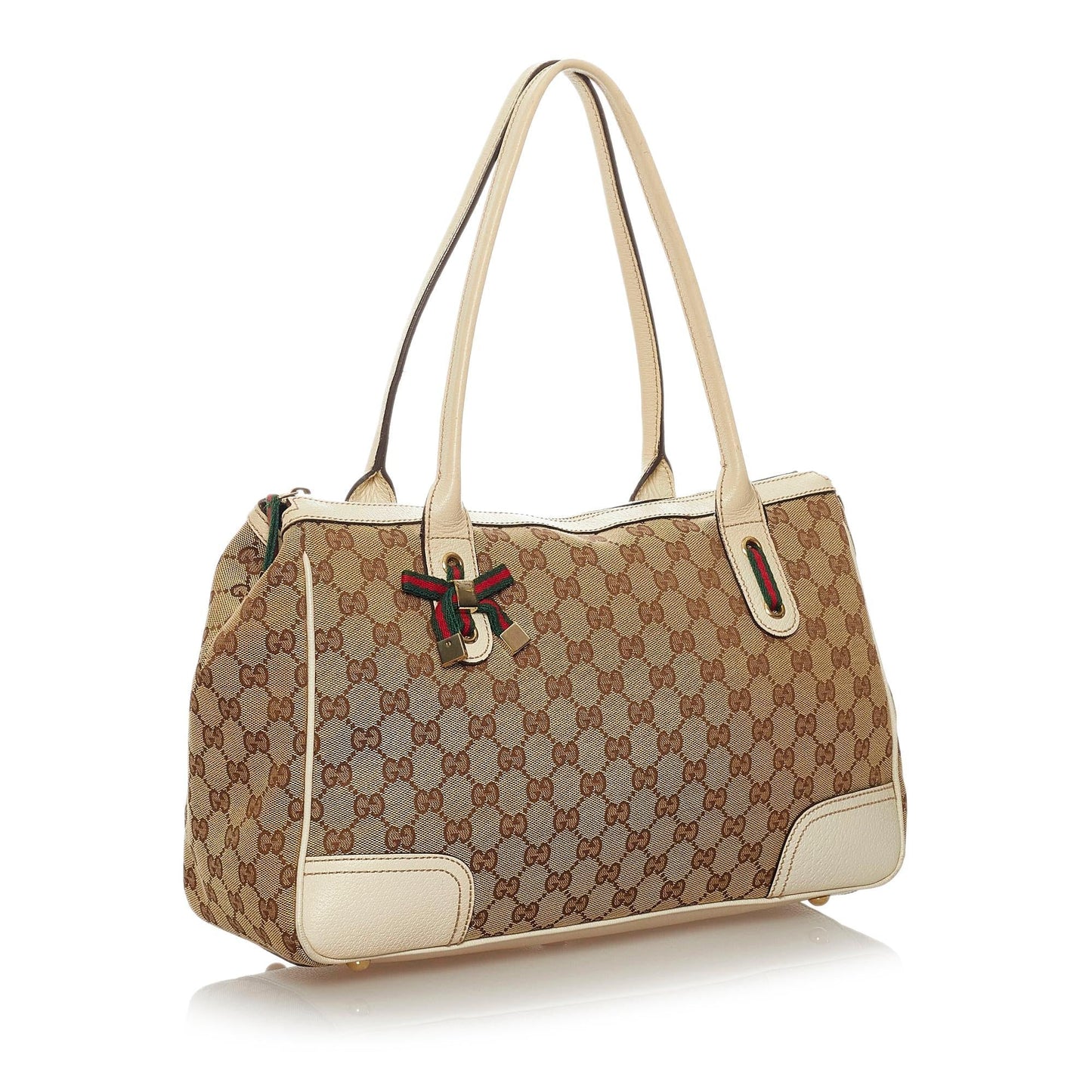 Gucci GG Princy SHG Canvas White Brown Tote Bag 4