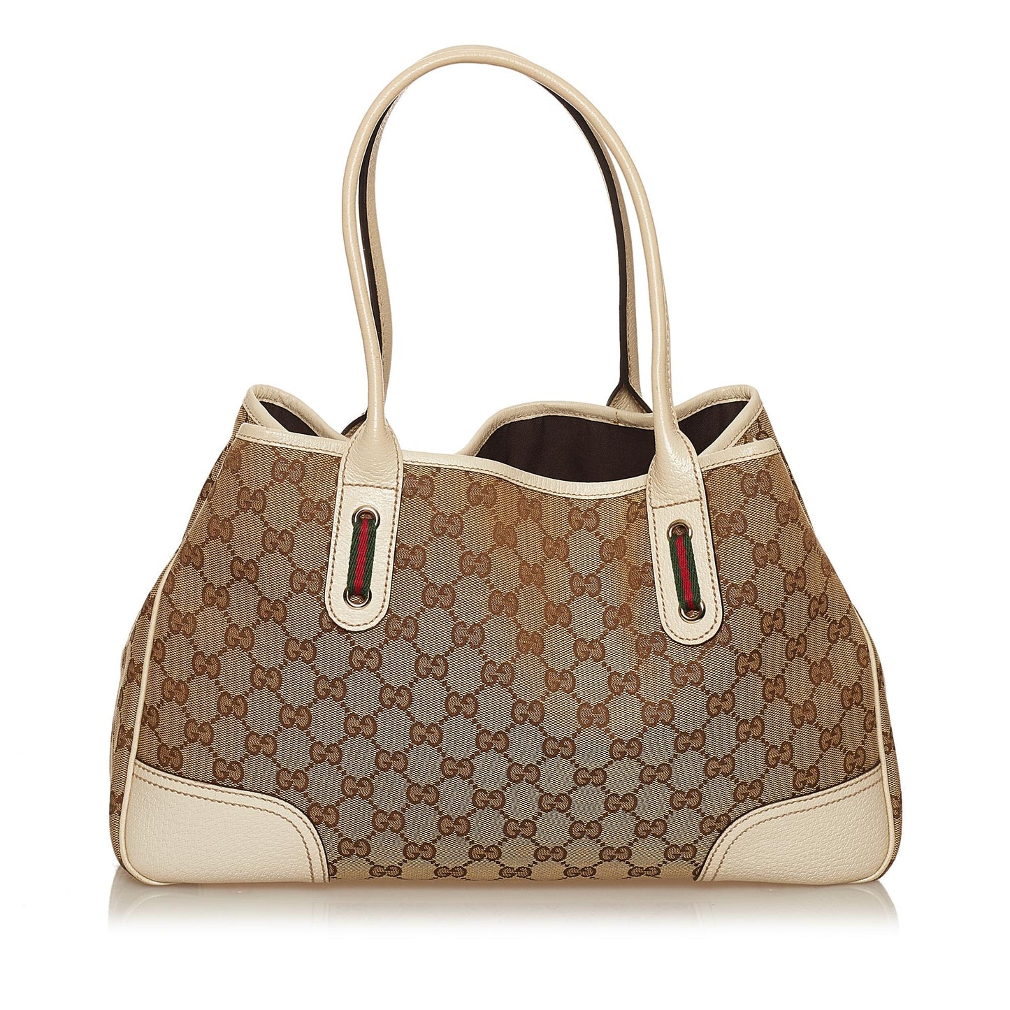 Gucci GG Princy SHG Canvas White Brown Tote Bag 5