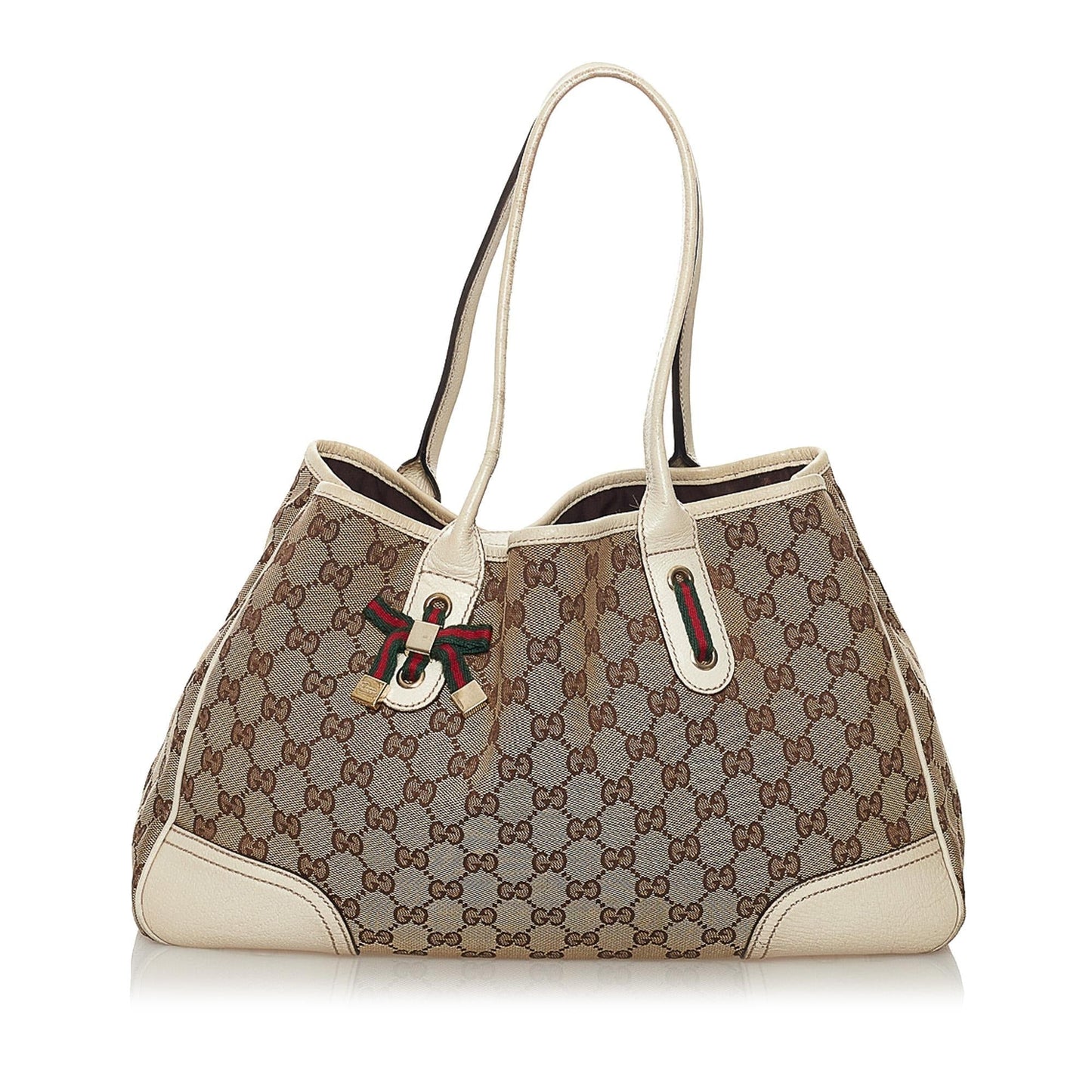Gucci GG Princy SHG Canvas White Brown Tote Bag Bag Shg