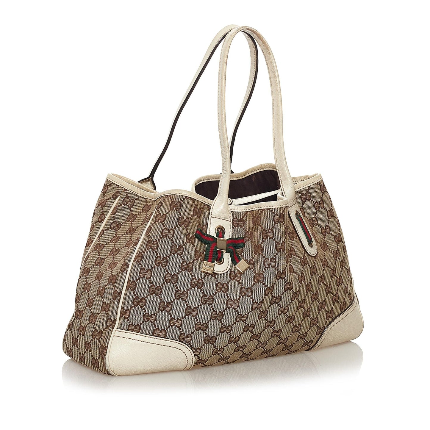 Gucci GG Princy SHG Canvas White Brown Tote Bag Bag Shg