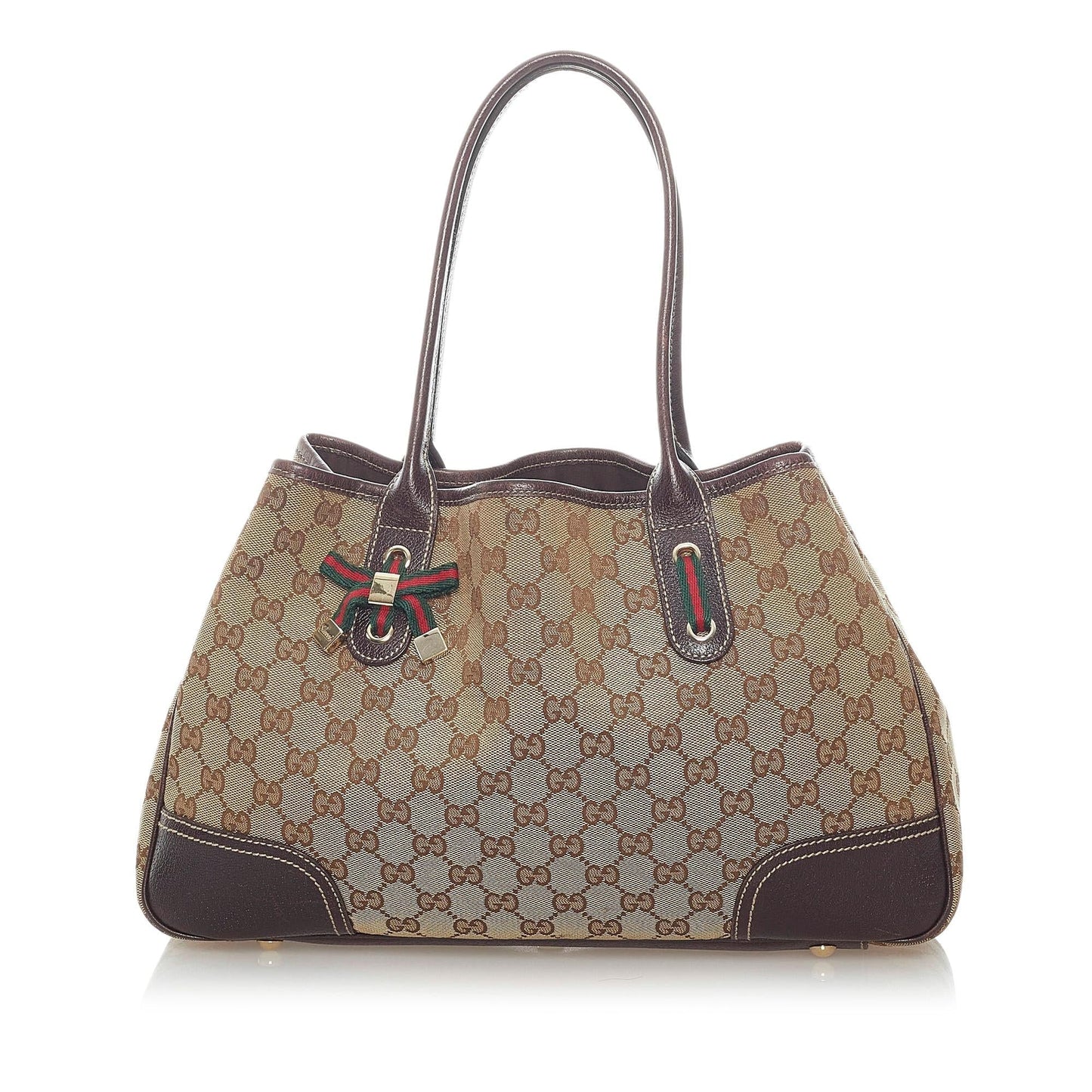 Gucci GG Princy SHG Canvas Calf Brown Tote Bag