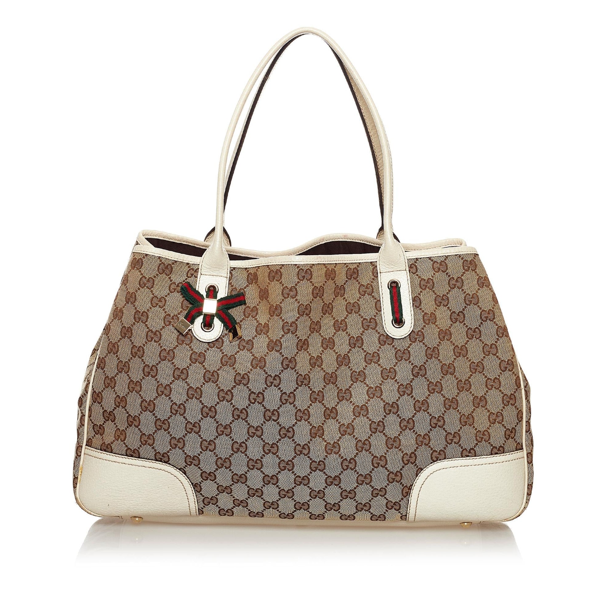 Gucci GG Princy SHG Canvas White Brown Tote Bag 3