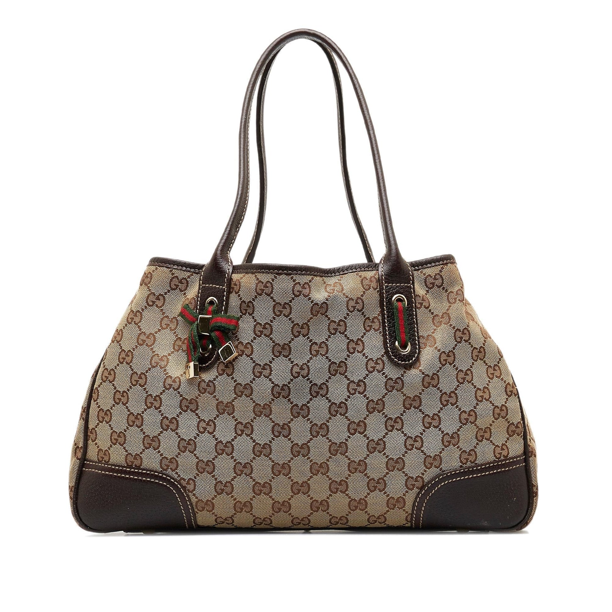 Gucci GG Princy SHG-YVgG4K Canvas Calf Brown Tote Bag