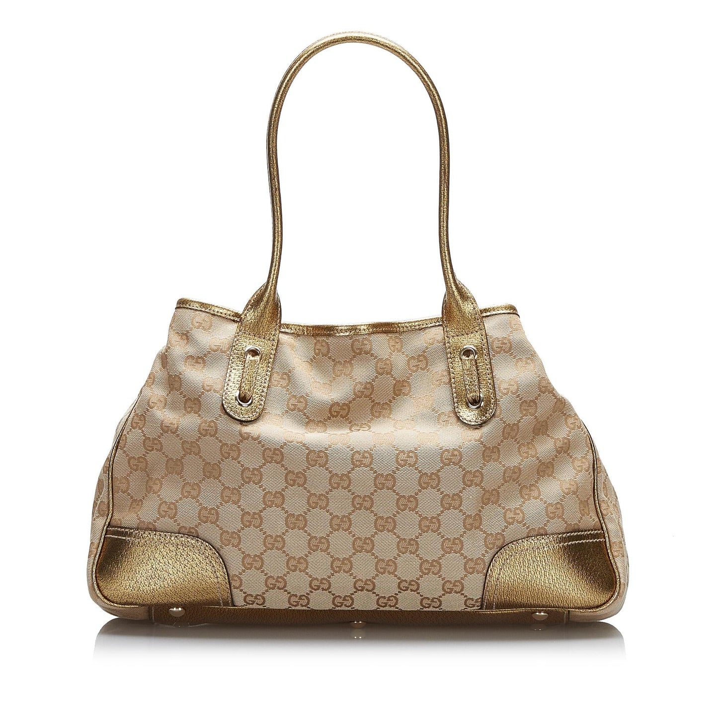 Gucci GG Princy SHG-x1Xfvy Canvas Calf Brown Gold Tote Bag