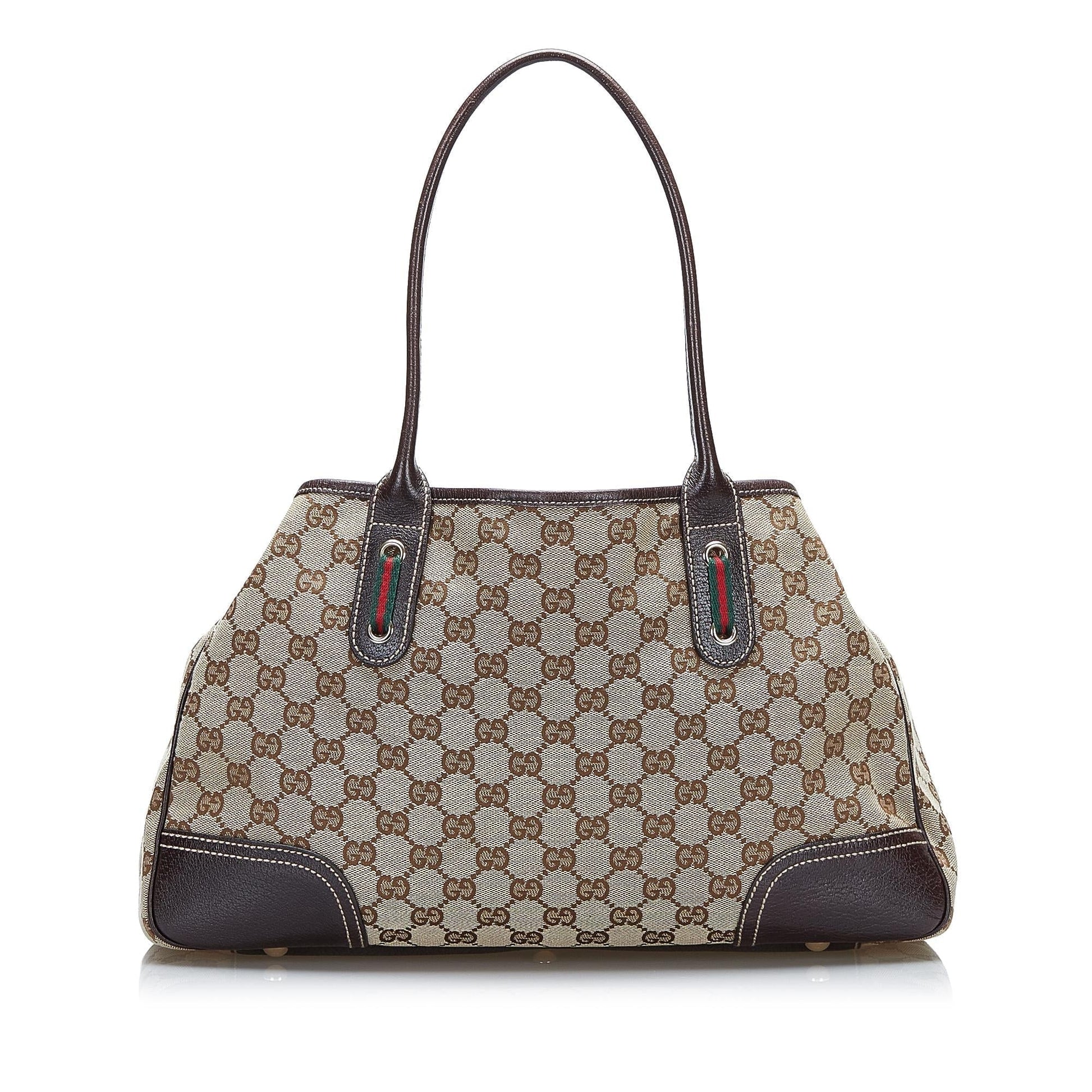 Gucci GG Princy SHG-GLor0l Canvas Calf Brown Tote Bag