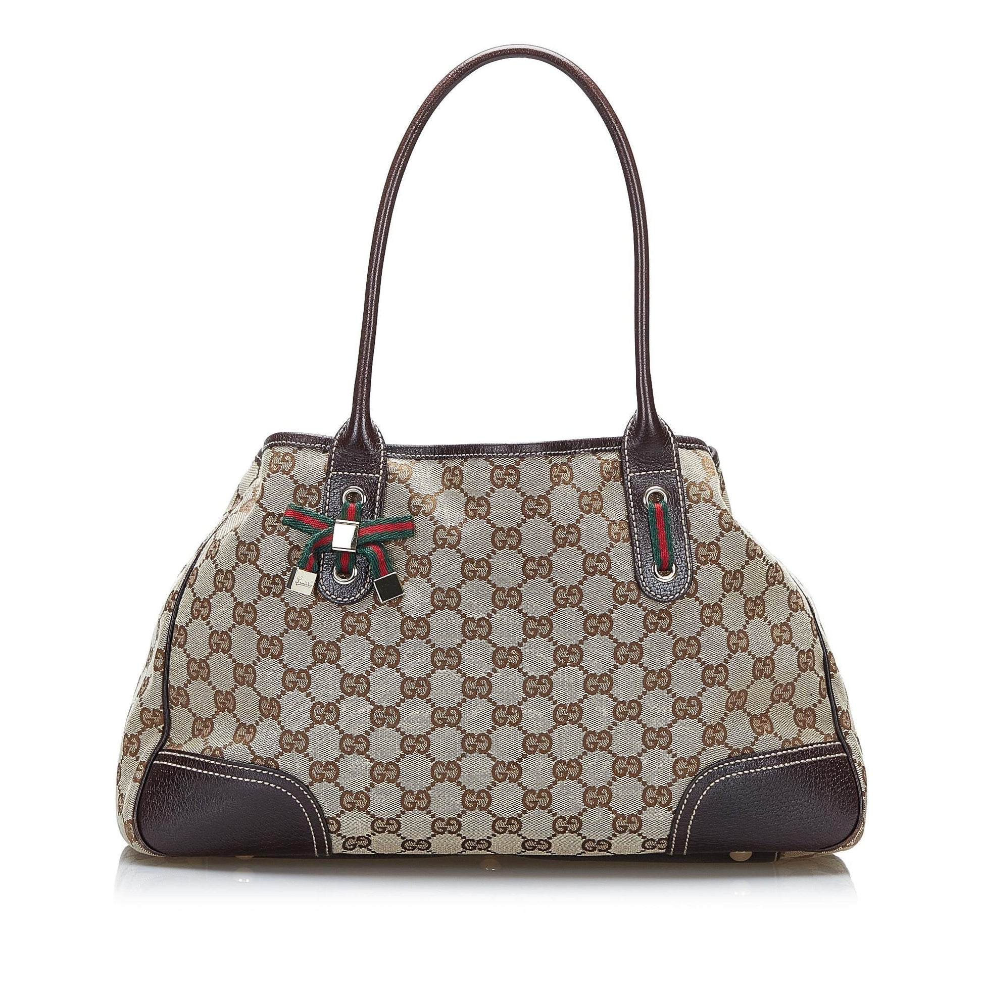 Gucci GG Princy SHG-GLor0l Canvas Calf Brown Tote Bag