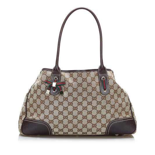 Gucci GG Princy SHG-GLor0l Canvas Calf Brown Tote Bag