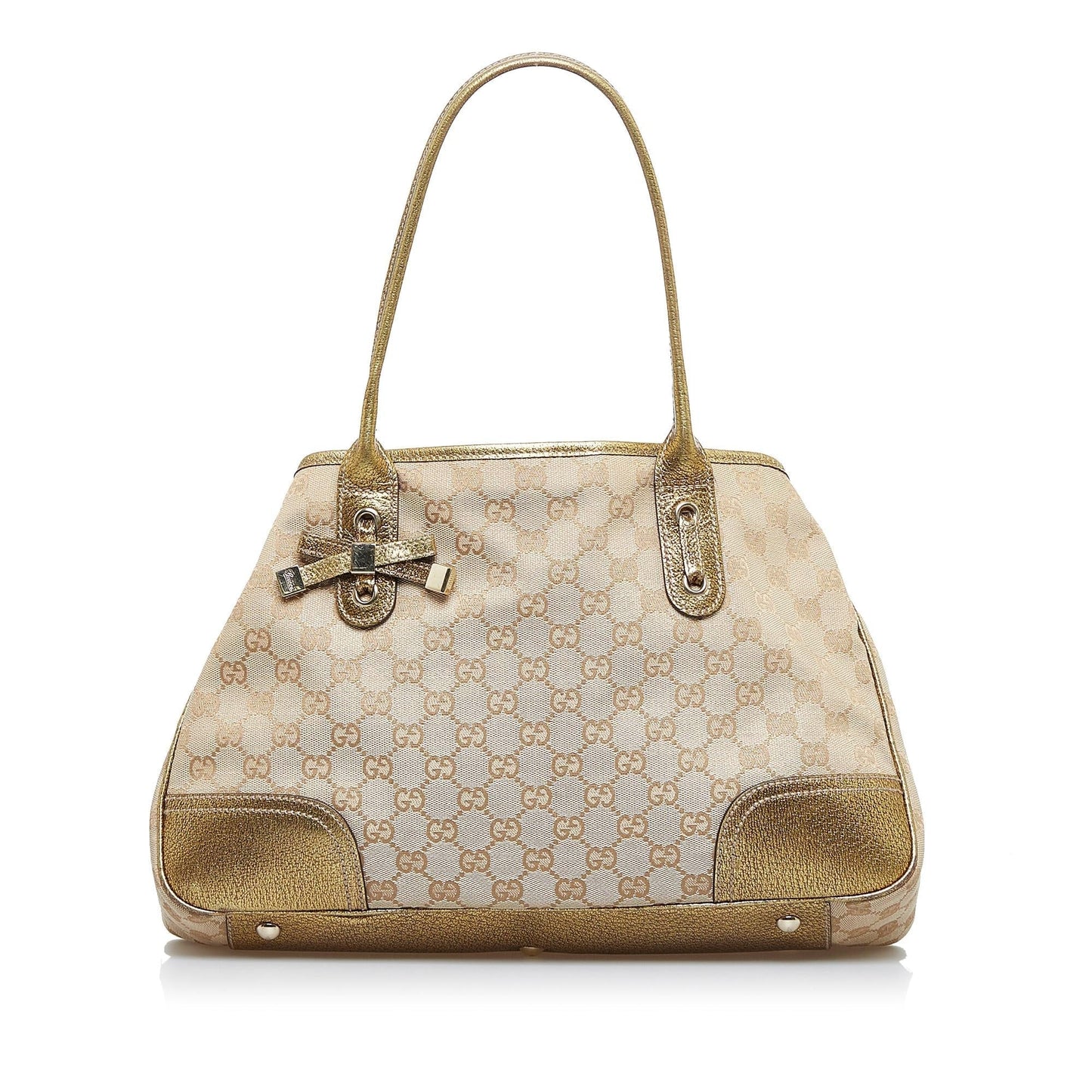 Gucci GG Princy SHG-9hZZzE Canvas Calf Brown Gold Tote Bag