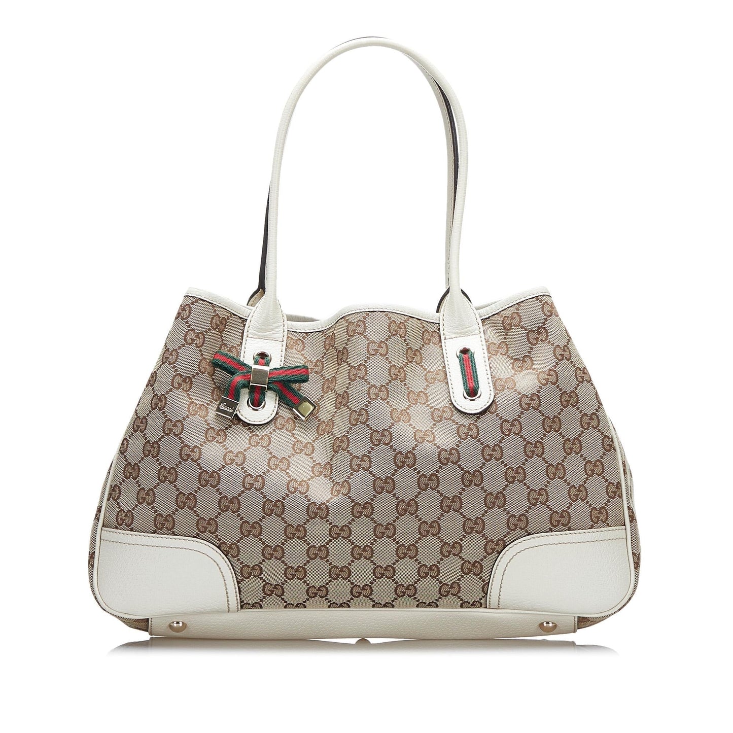 Gucci GG Princy SHG-iIdiUk Canvas Calf White Brown Tote Bag