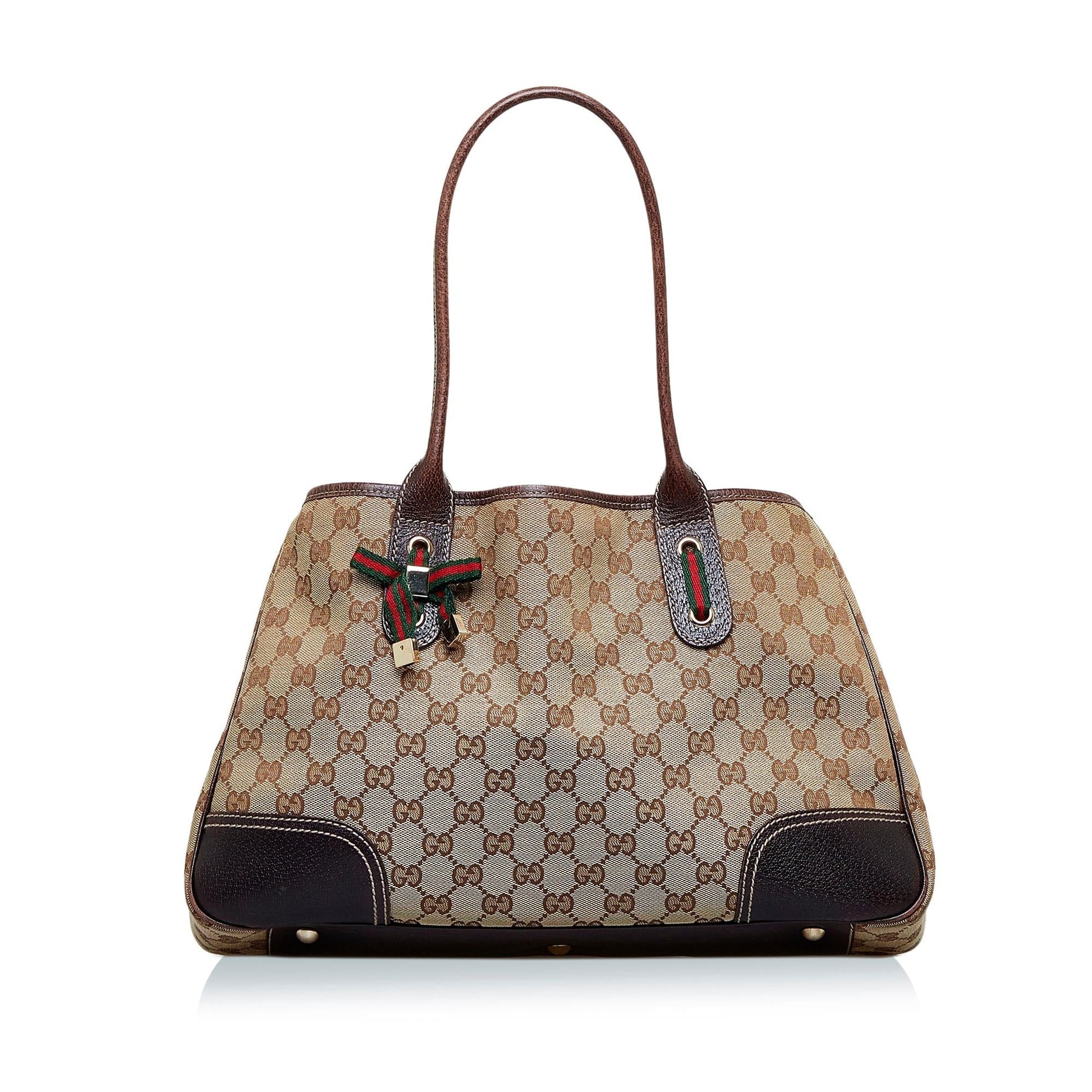 Gucci GG Princy SHG-CWXiT0 Canvas Calf Brown Tote Bag