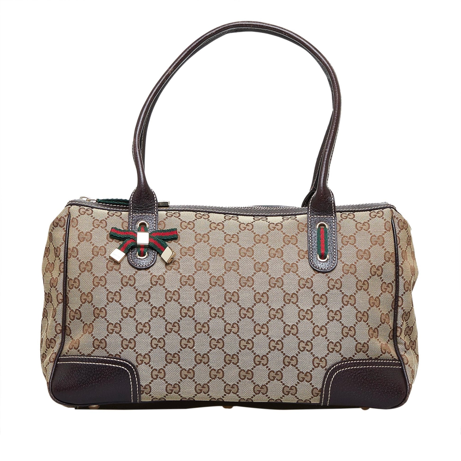 Gucci GG Princy SHG-gB9ceS Canvas Calf Brown Satchel Bag