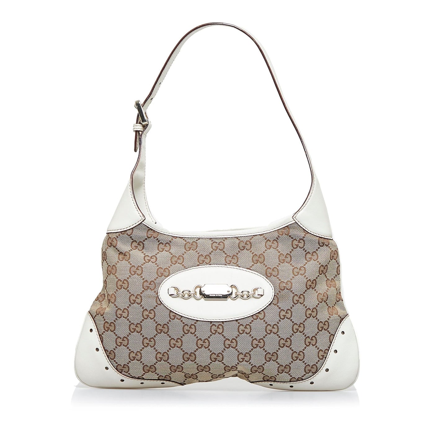 Gucci GG Punch SHG-1mCEKQ Canvas White Brown Shoulder Bag