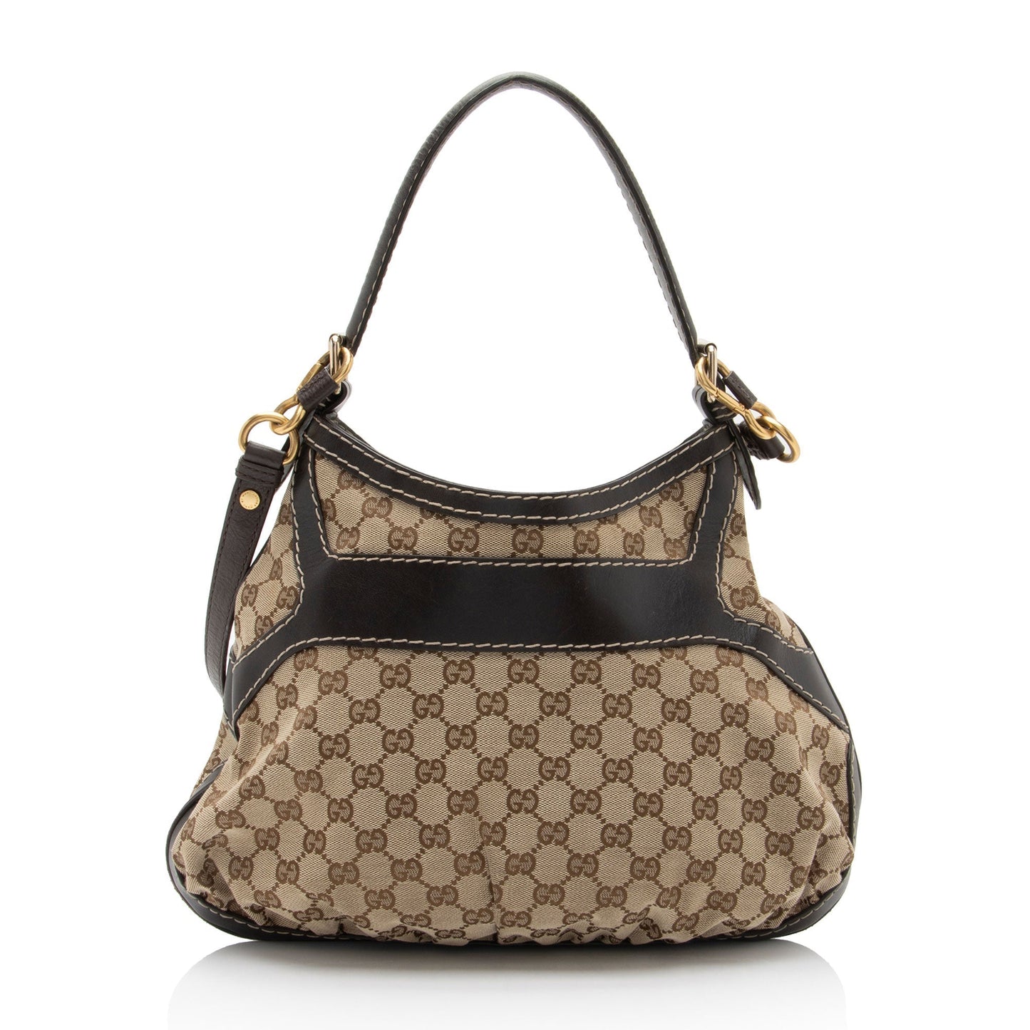 Gucci GG Queen SHF-ZWYQV0 Leather Canvas Brown Beige Shoulder Bag