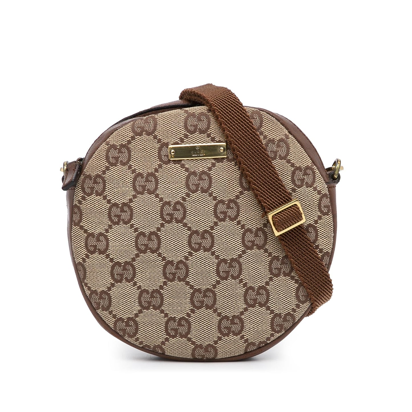 Gucci GG Round SHG-vcB2C2 Canvas Calf Brown Crossbody Bag