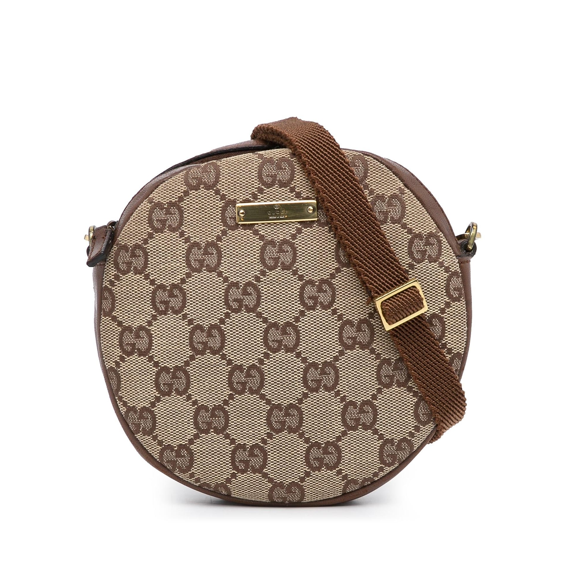 Gucci GG Round SHG-vcB2C2 Canvas Calf Brown Crossbody Bag