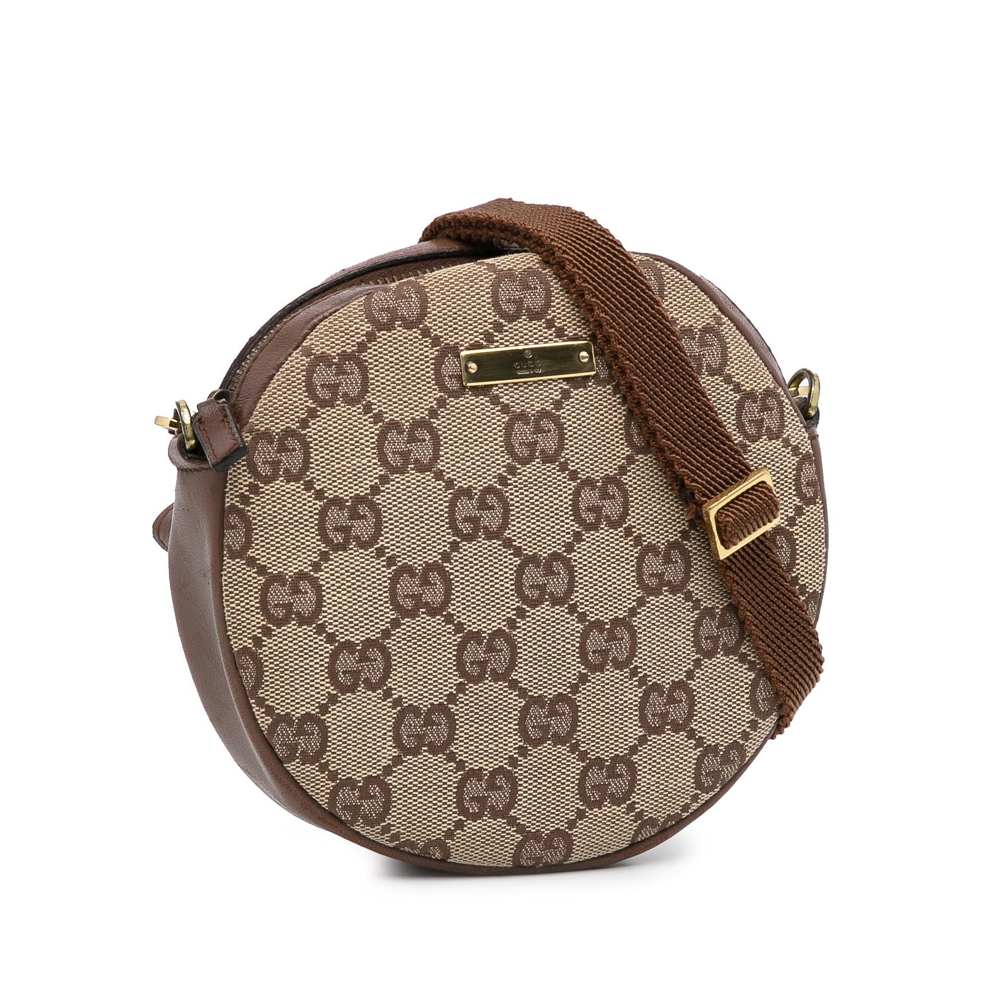Gucci GG Round SHG-vcB2C2 Canvas Calf Brown Crossbody Bag