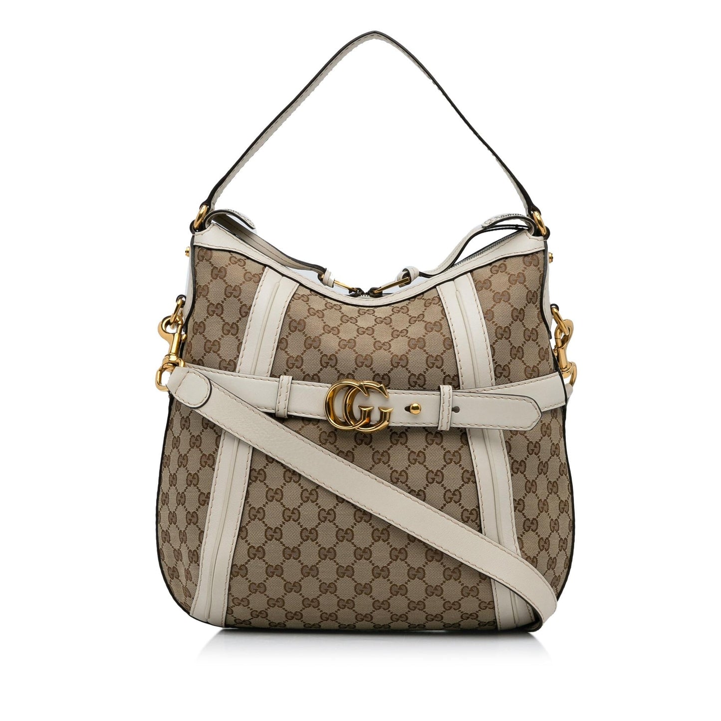 Gucci GG Running SHG-GaGvS8 Canvas Calf White Brown Satchel Bag