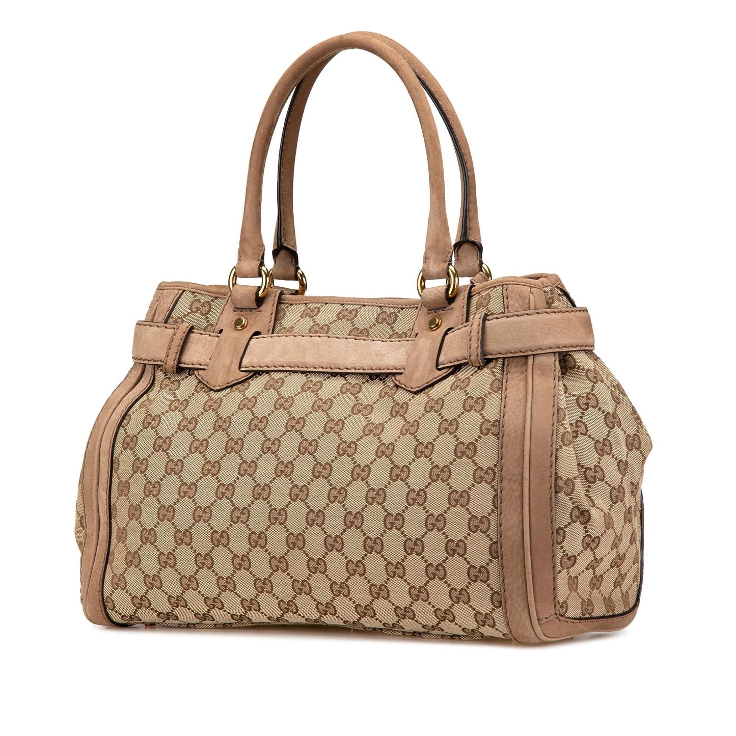 Gucci GG Running Canvas Calf Brown Tote Bag