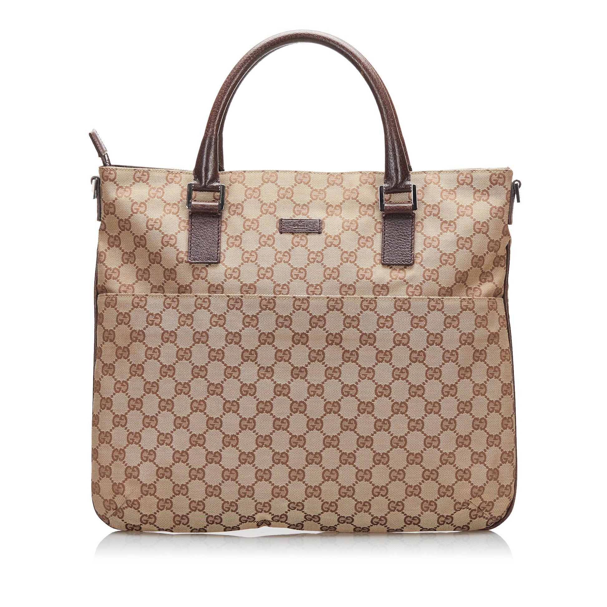 Gucci GG SHG-ny2JTZ Canvas Calf Brown Satchel Bag