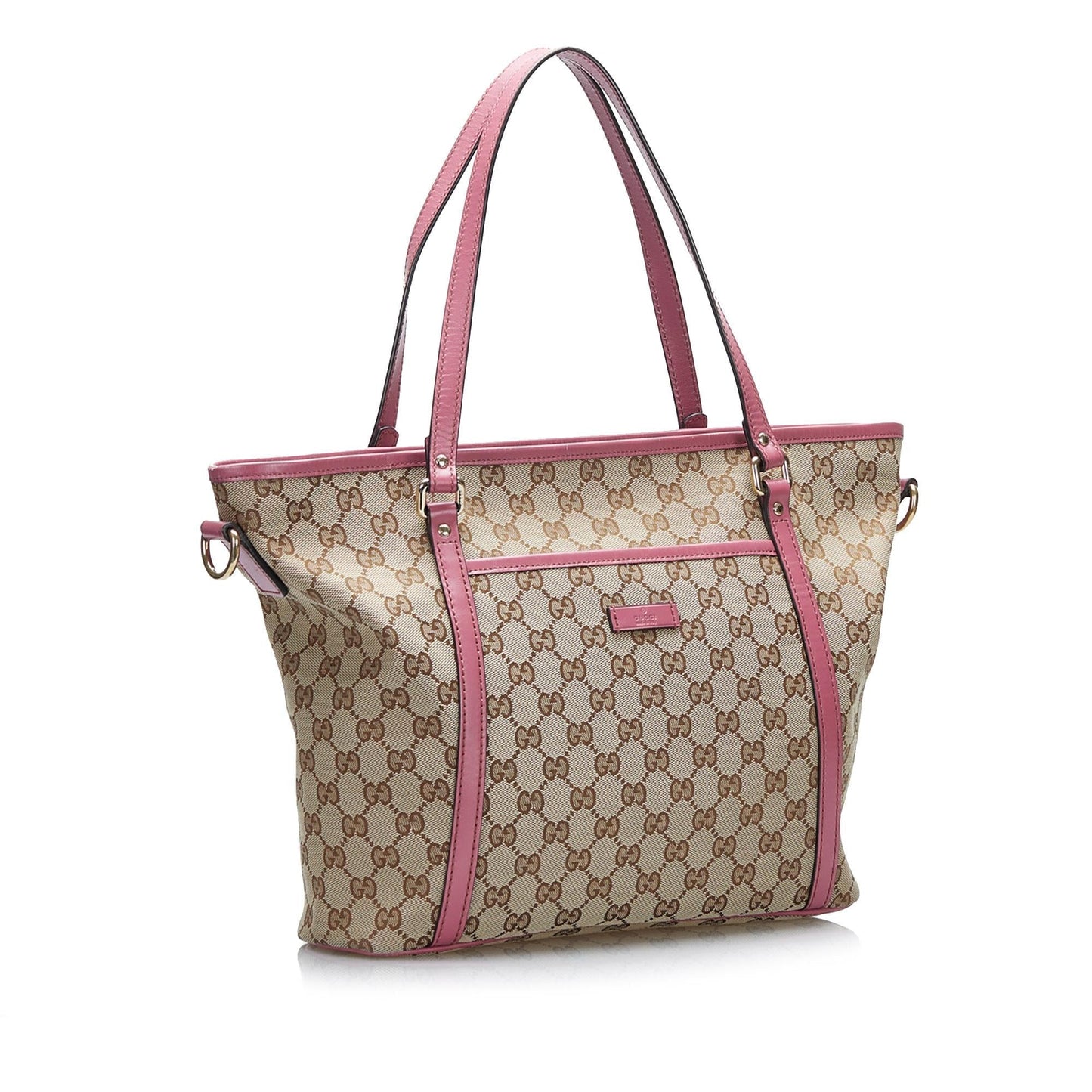 Gucci GG SHG-krSlKU Canvas Calf Brown Pink Satchel Bag
