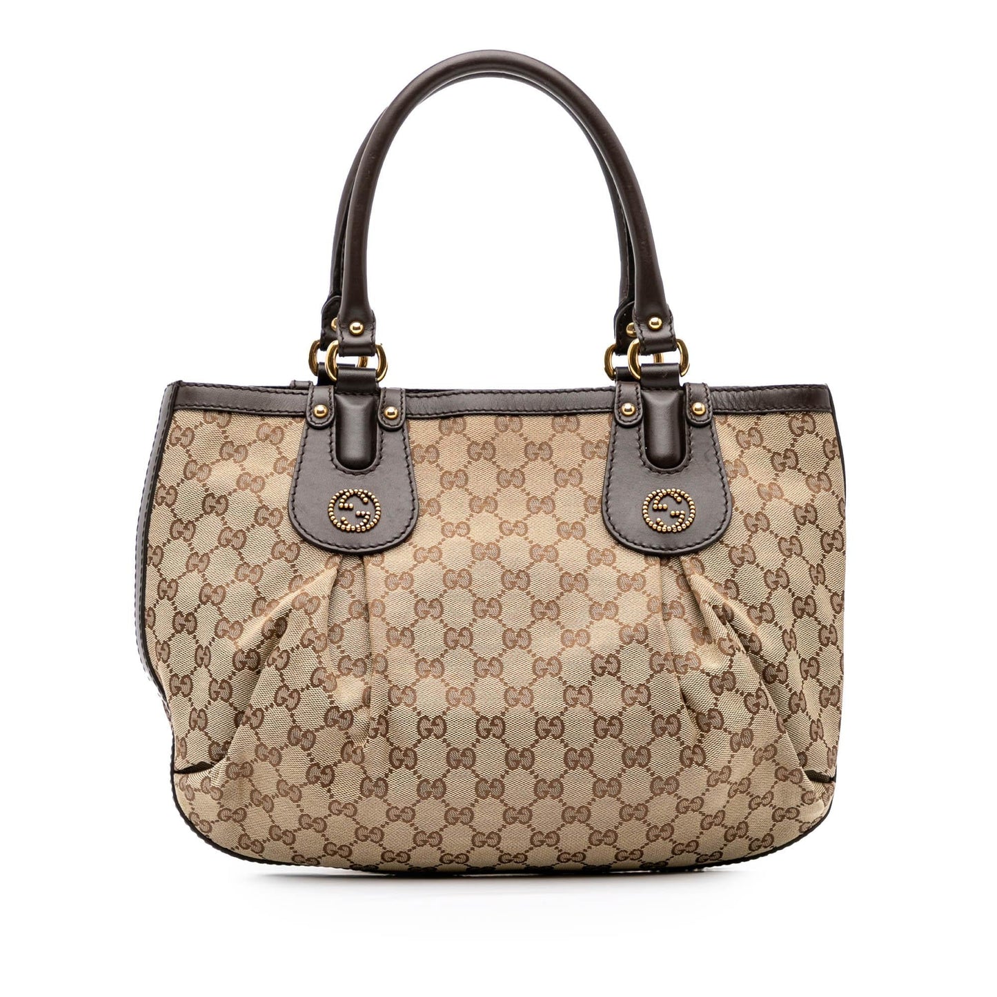 Gucci GG Scarlett Canvas Calf Black Brown Tote Bag