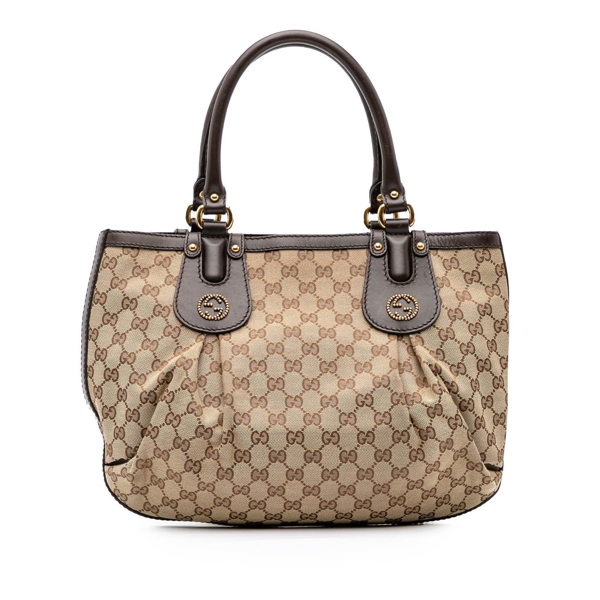 Gucci GG Scarlett Canvas Calf Black Brown Tote Bag