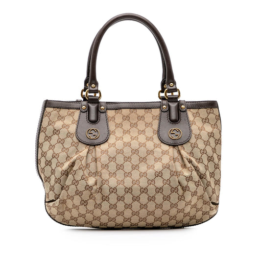 Gucci GG Scarlett Canvas Calf Black Brown Tote Bag