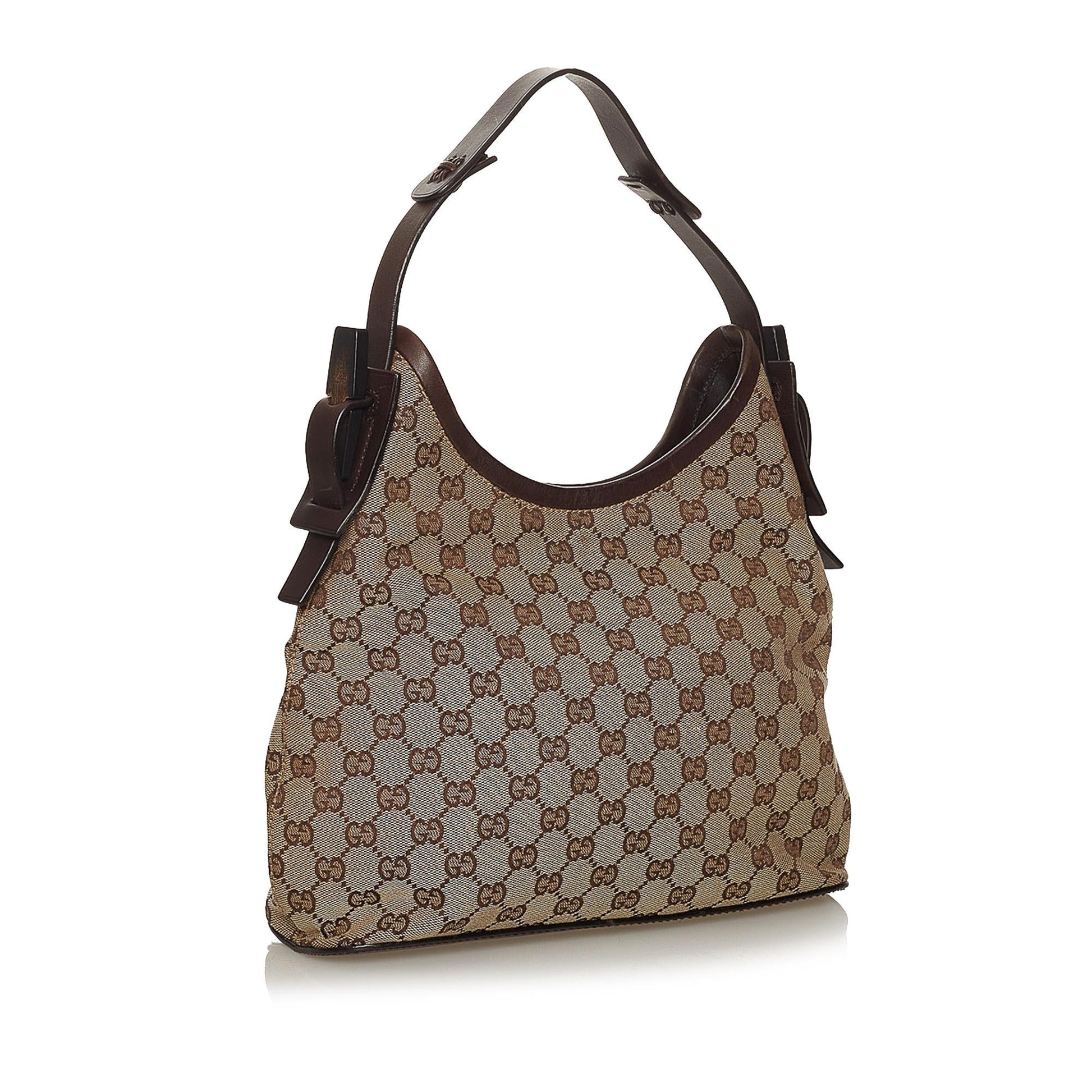 Gucci GG SHG Canvas Calf Brown Shoulder Bag 4