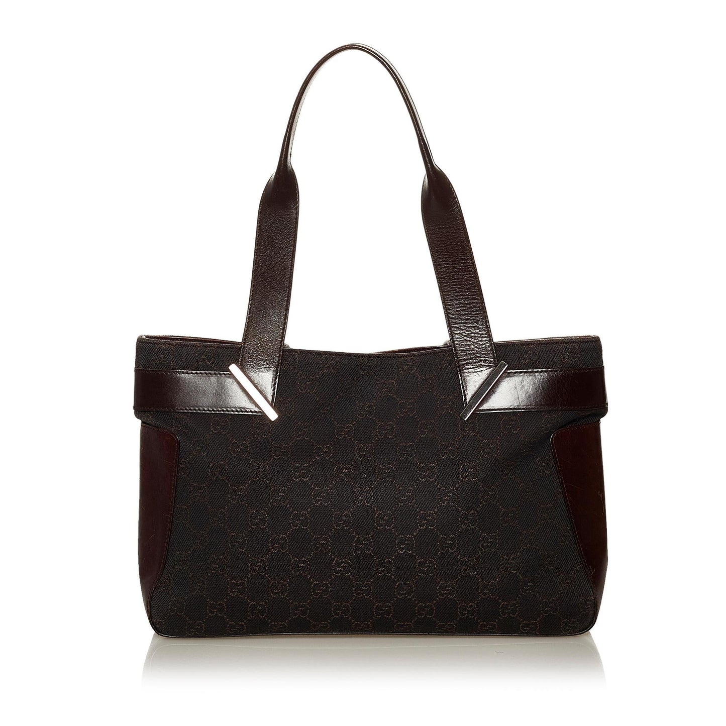 Gucci GG SHG Canvas Black Brown Shoulder Bag Bag Shg