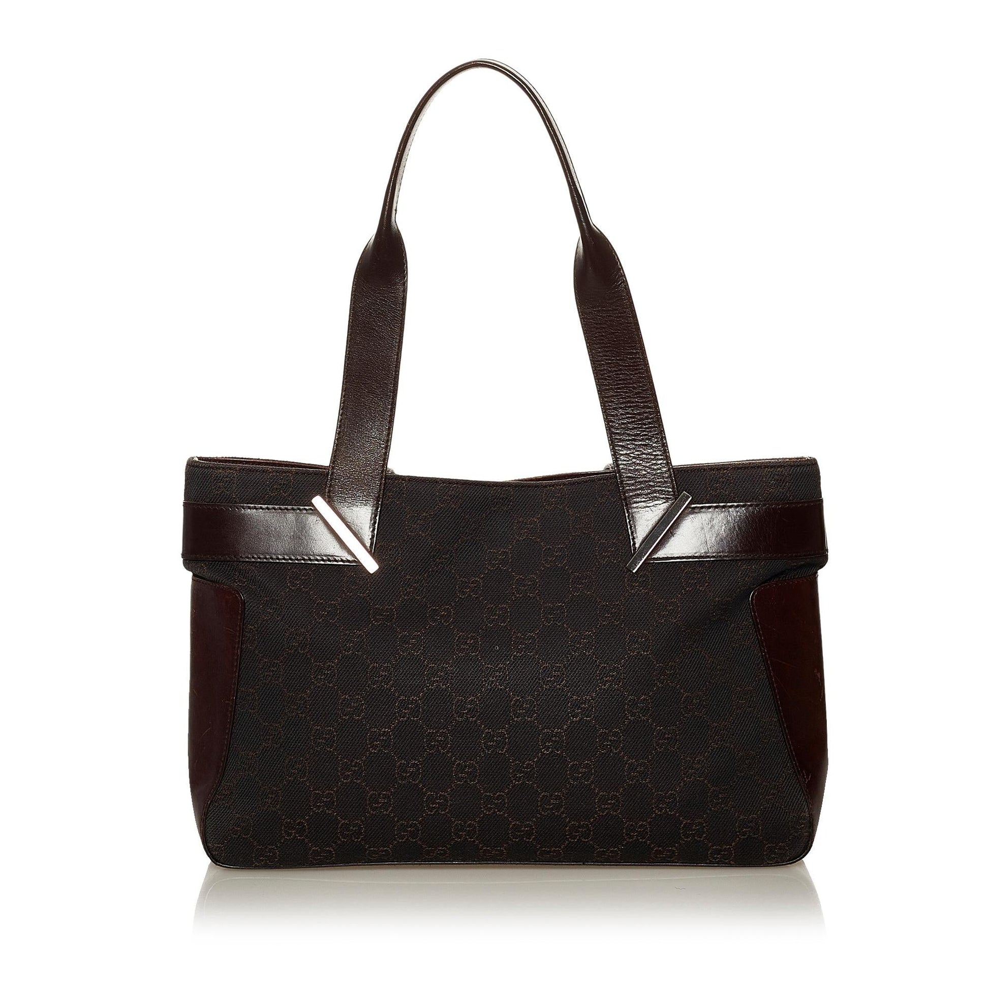Gucci GG SHG Canvas Black Brown Shoulder Bag Bag Shg