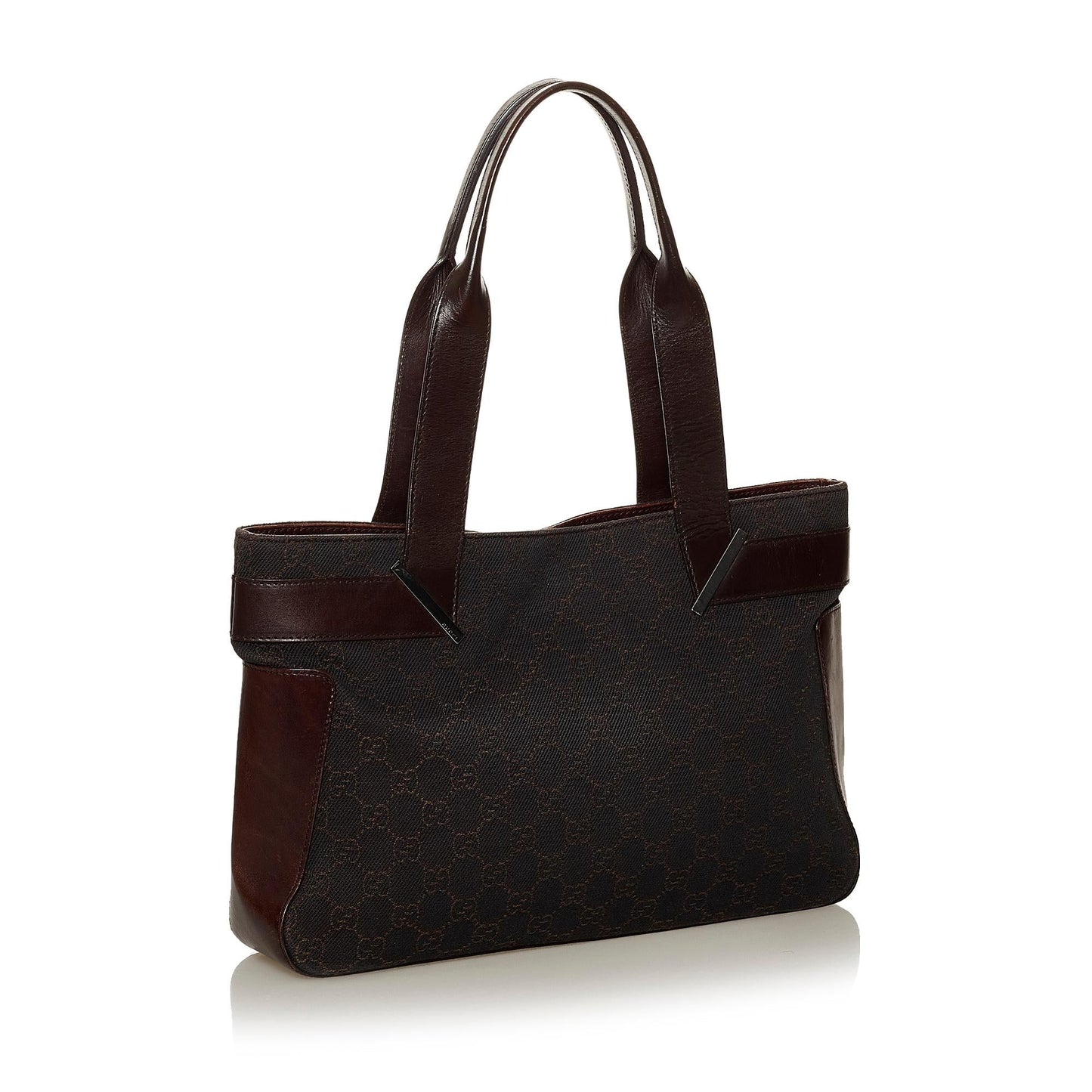 Gucci GG SHG Canvas Black Brown Shoulder Bag Bag Shg