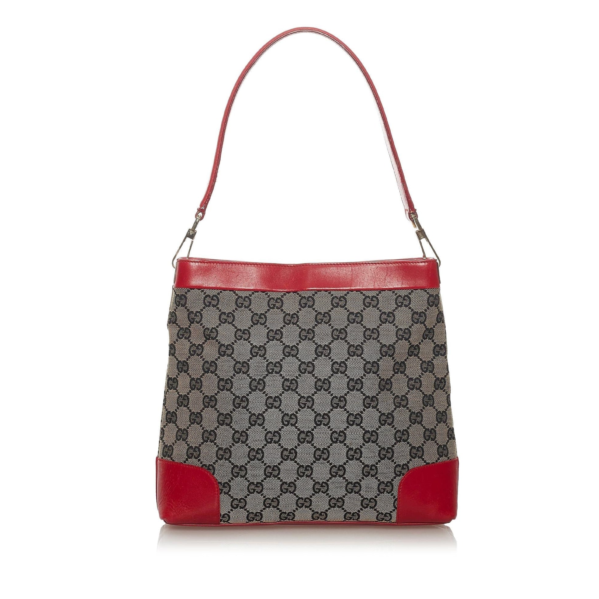 Gucci GG SHG Canvas Red Grey Shoulder Bag Bag Shg