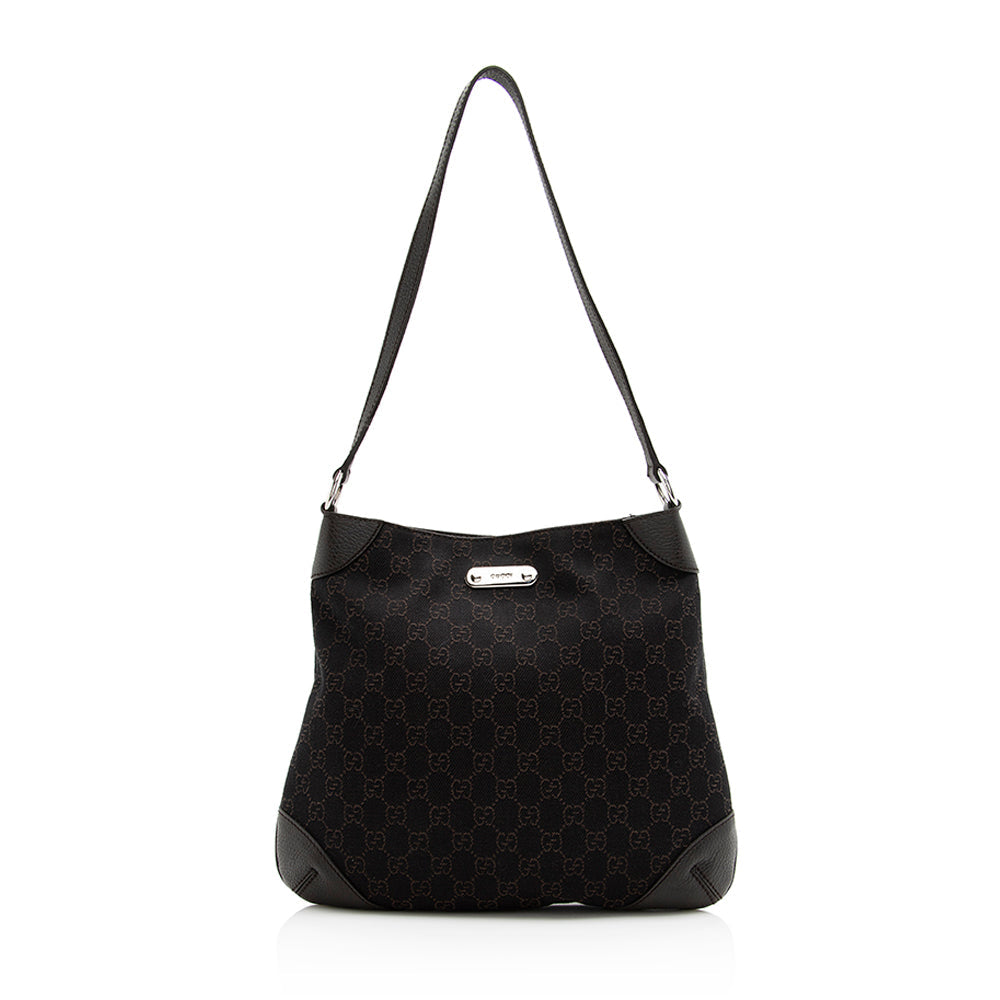 Gucci GG SHF Leather Canvas Black Shoulder Bag