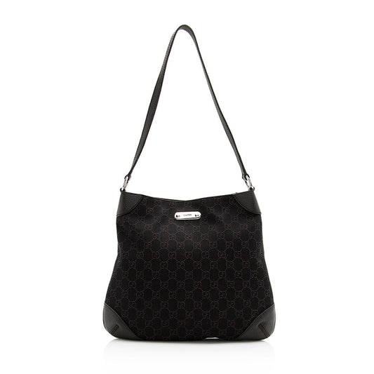 Gucci GG SHF Leather Canvas Black Shoulder Bag