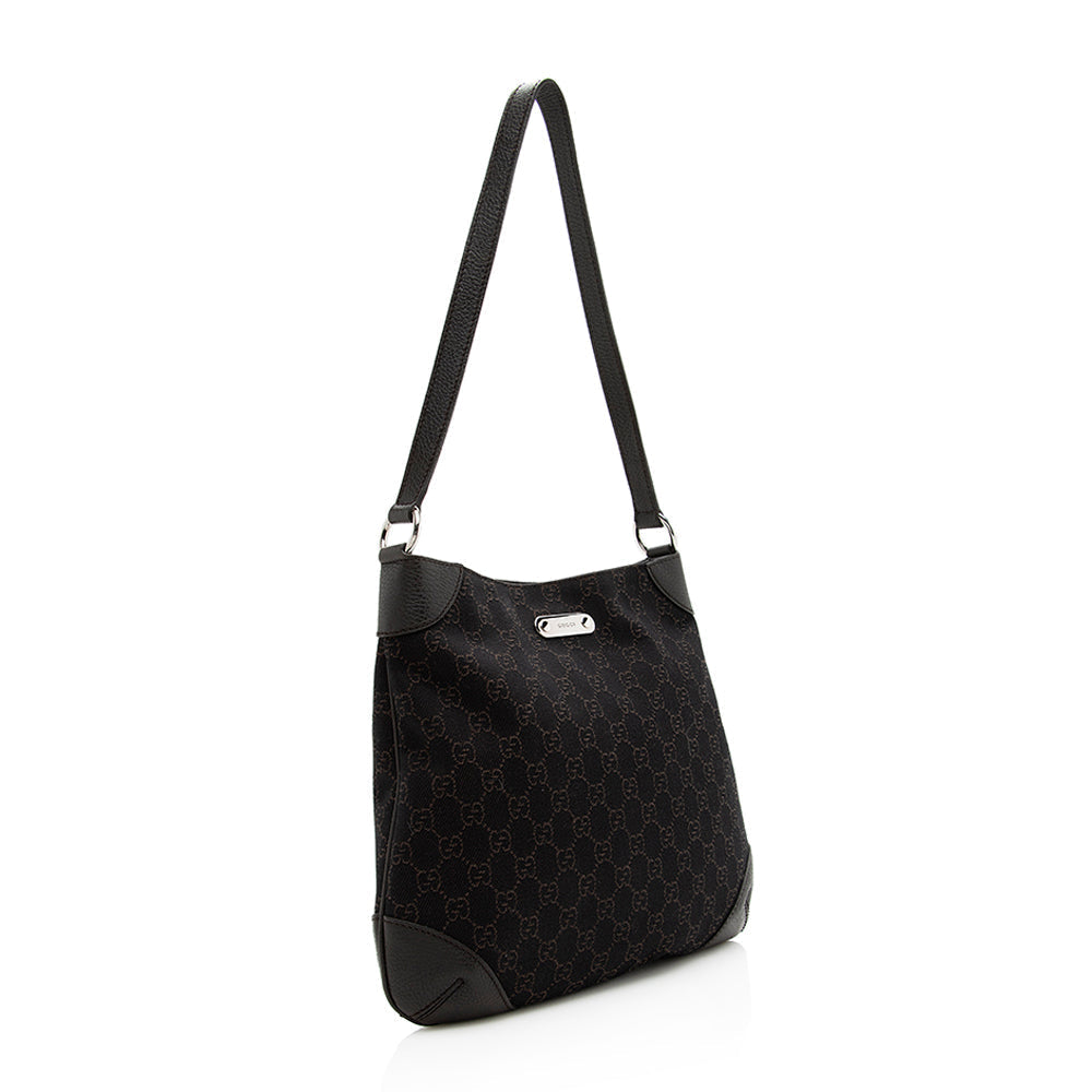 Gucci GG SHF Leather Canvas Black Shoulder Bag