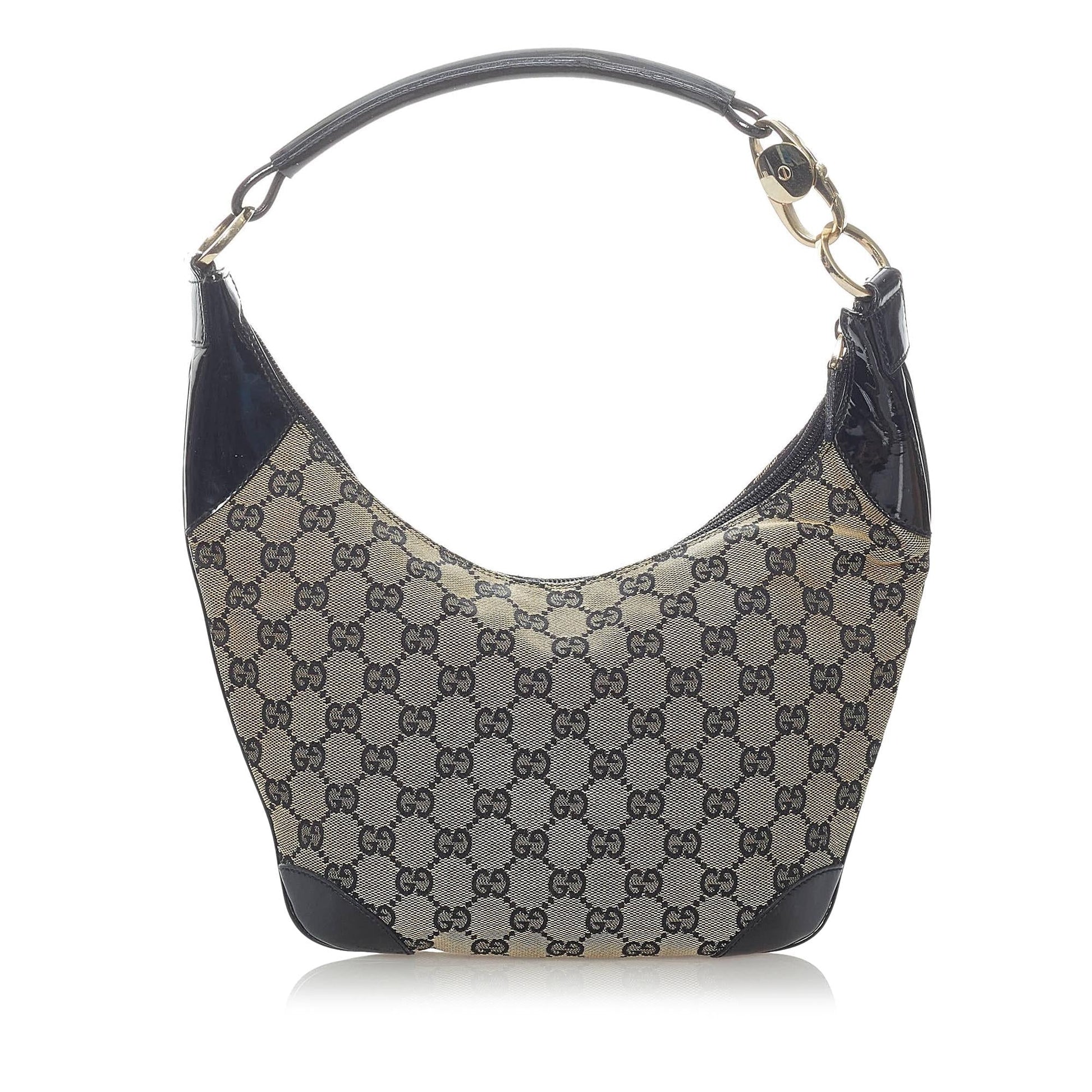Gucci GG SHG Canvas Black Grey Shoulder Bag Bag Shg