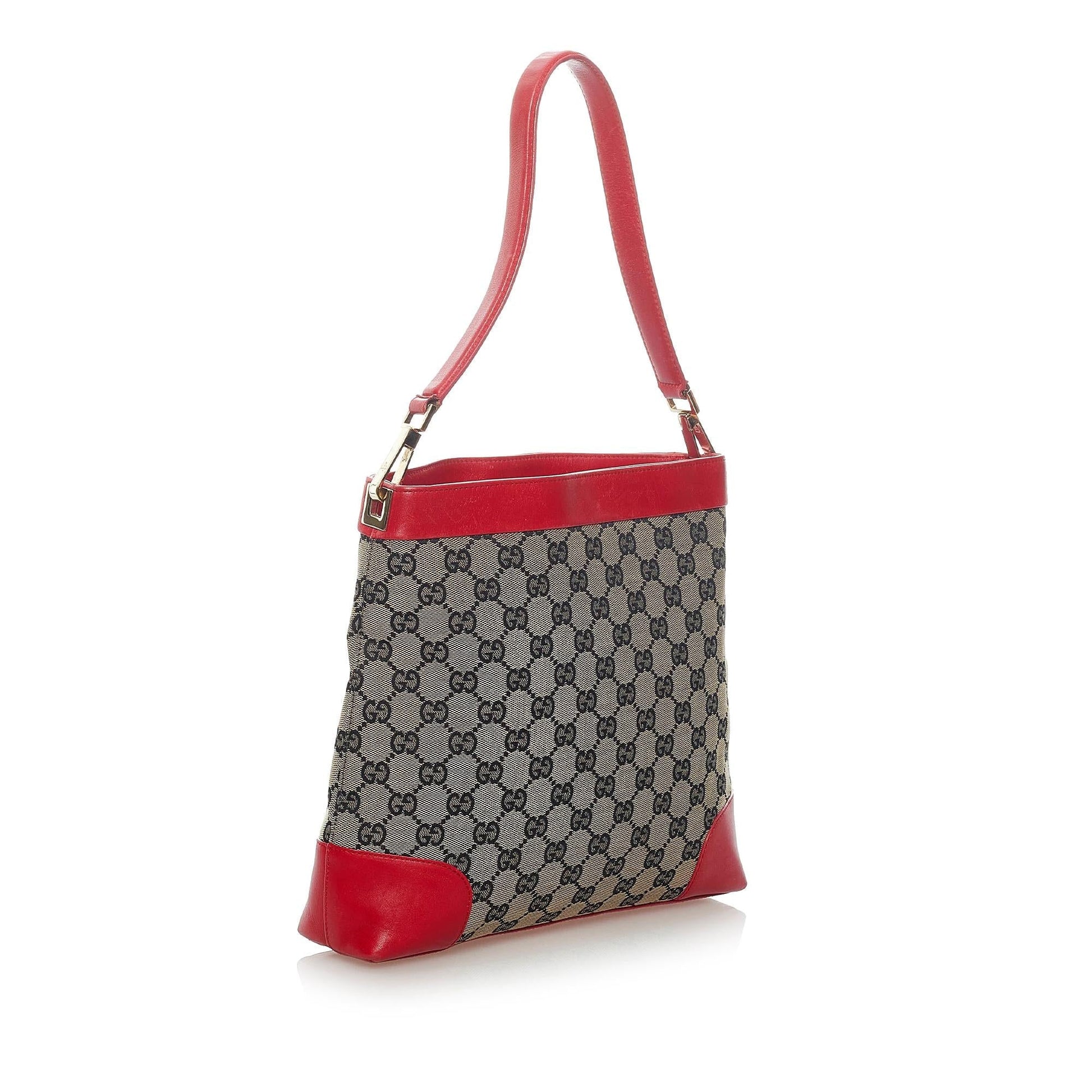 Gucci GG SHG Canvas Red Grey Shoulder Bag