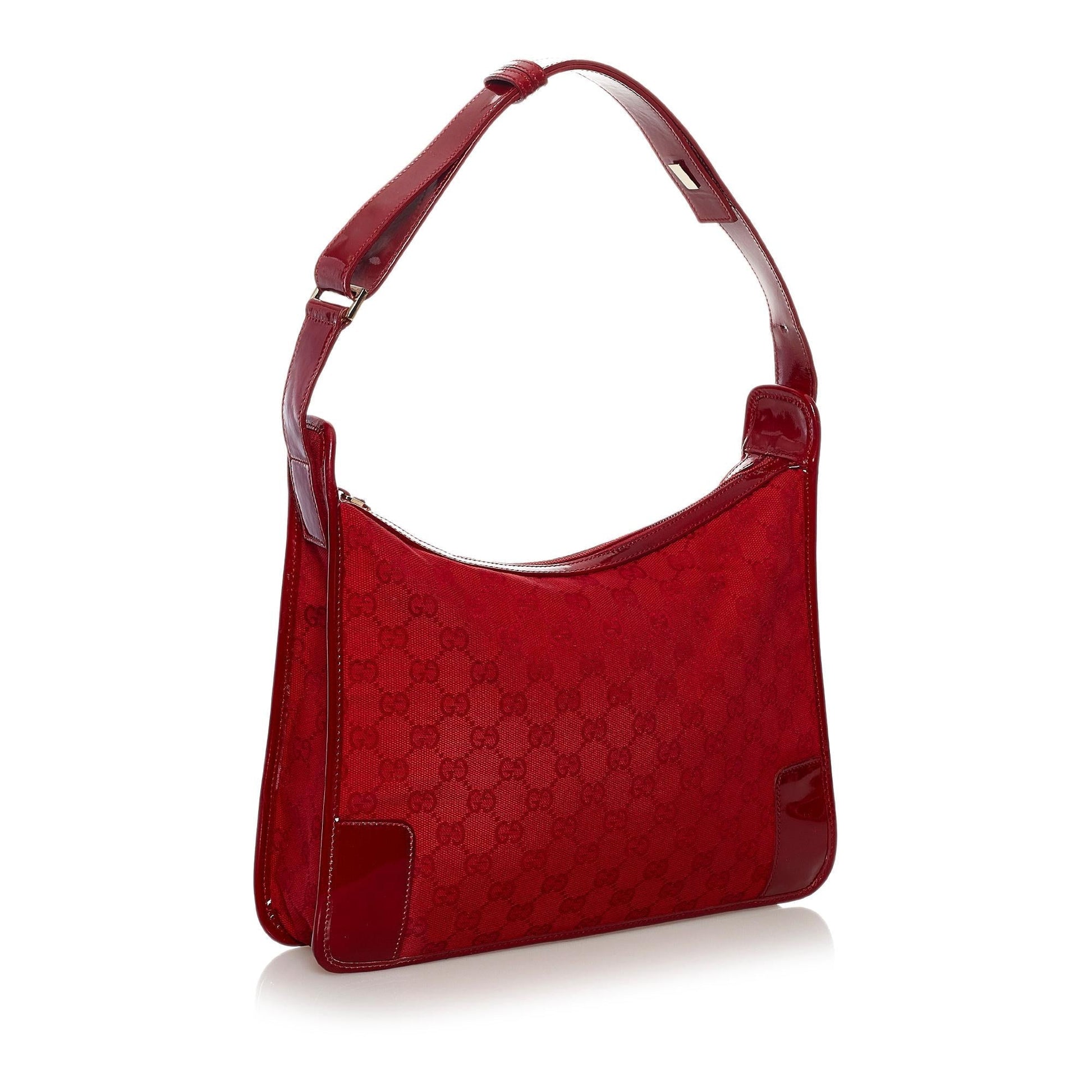 Gucci GG SHG Canvas Calf Red Shoulder Bag Bag Shg