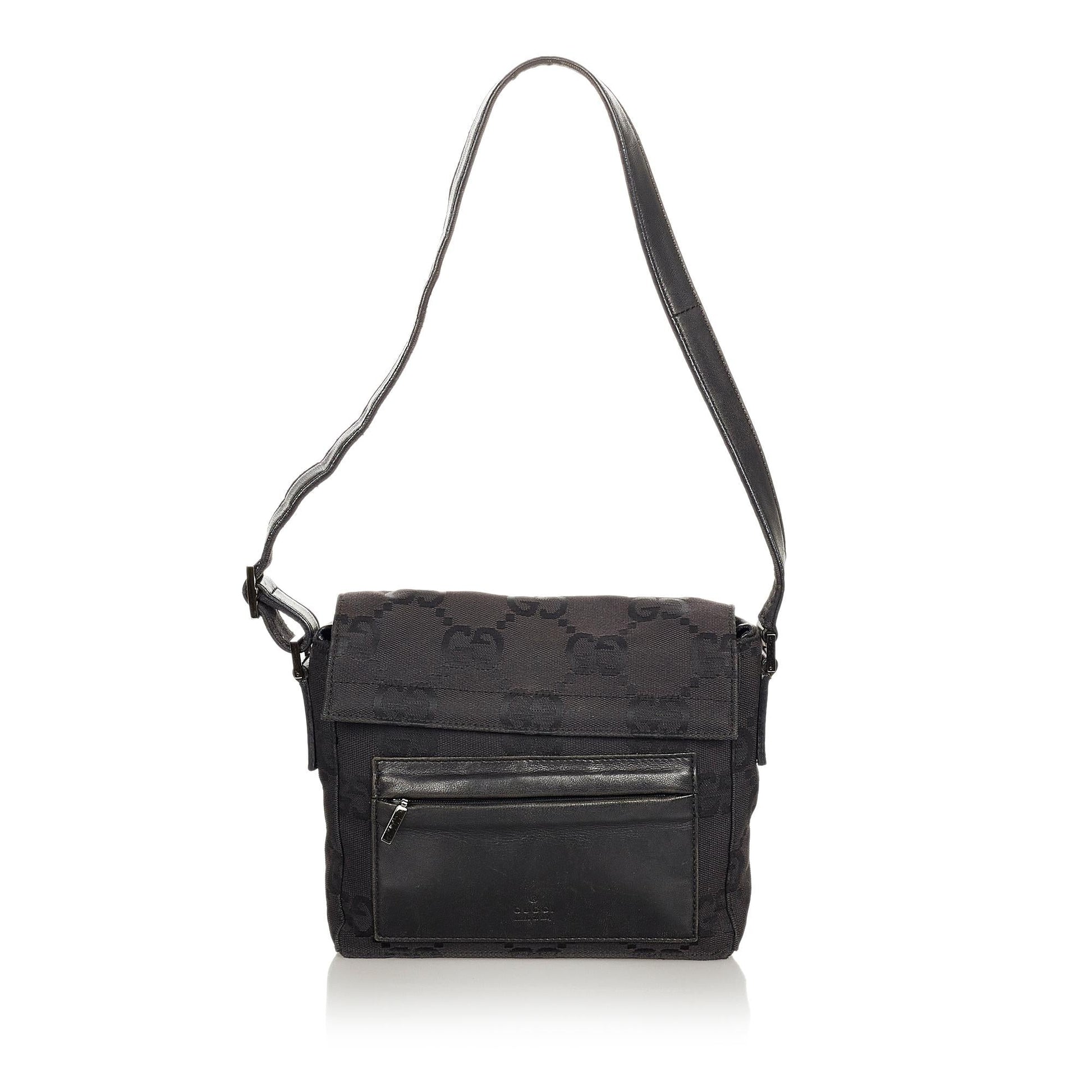 Gucci GG SHG Canvas Calf Black Shoulder Bag 3