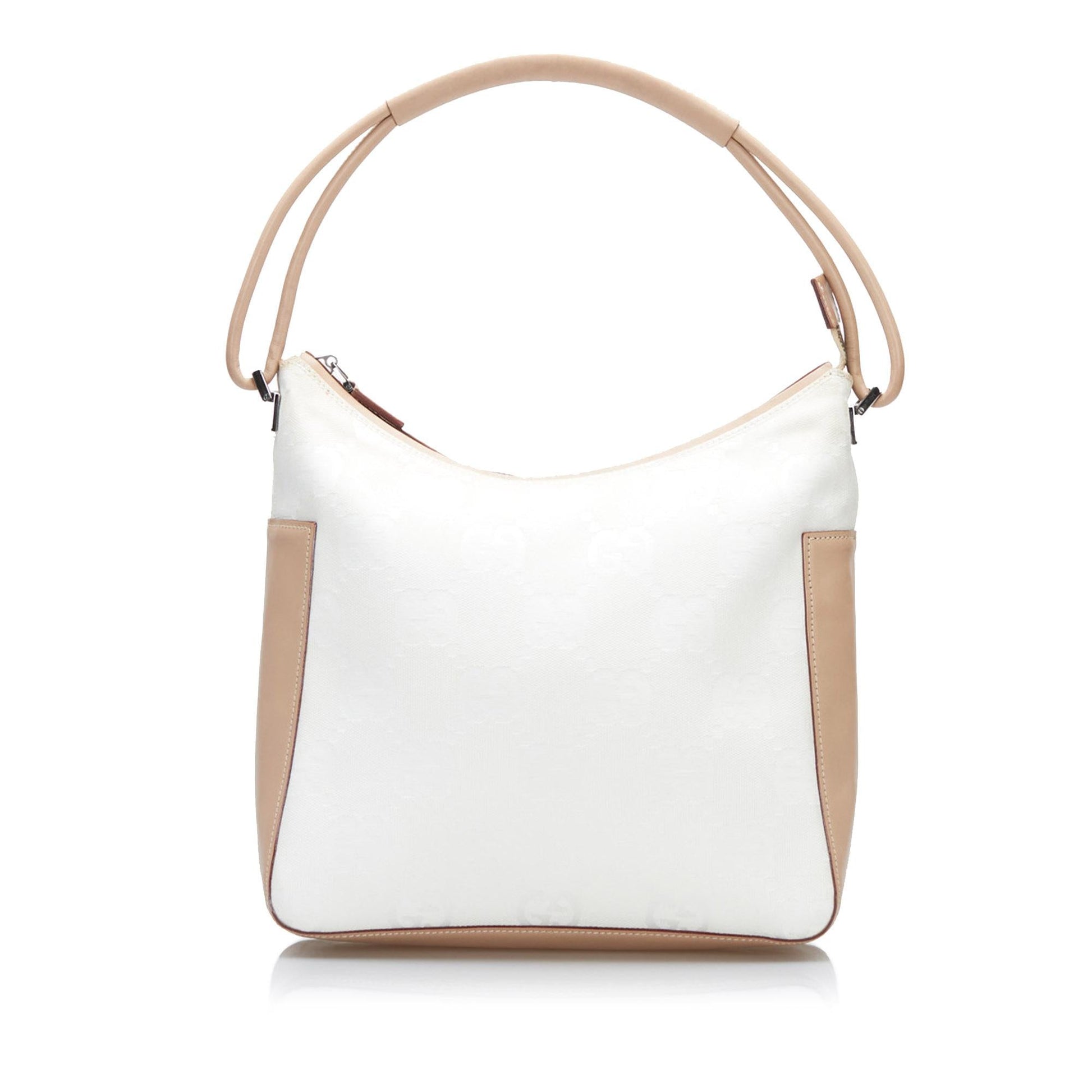 Gucci GG SHG-71yywG Canvas Calf White Brown Shoulder Bag