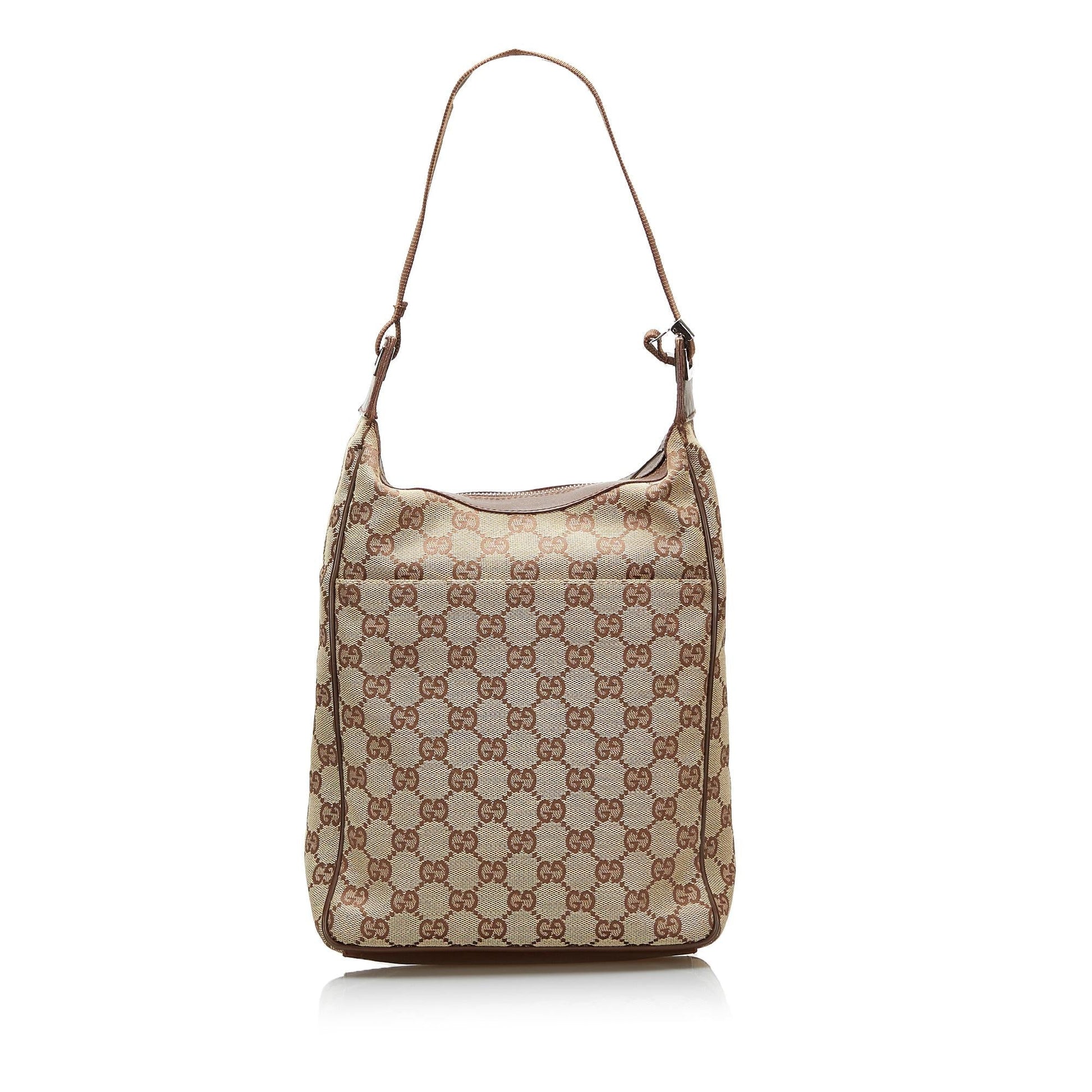 Gucci GG SHG-7hKQOc Canvas Calf Brown Shoulder Bag